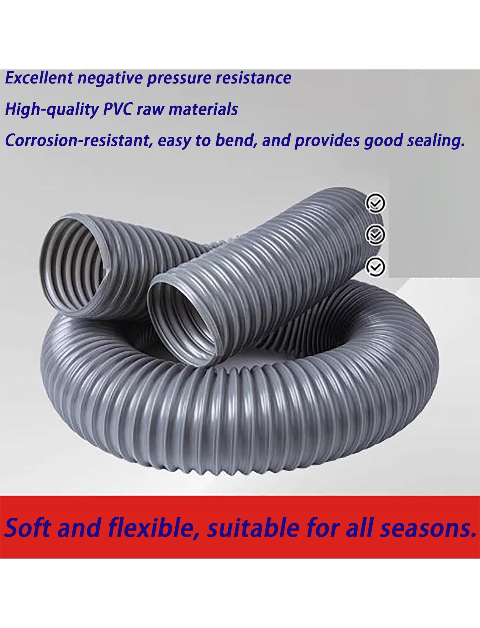 Flexibler PVC-Schlauch – drahtverstärkter Industrie-Vakuum-/Staub-Absaugschlauch, gewellter Kunststoff-Lüftungskanal for Rauch/Späne(300mm/11.8")