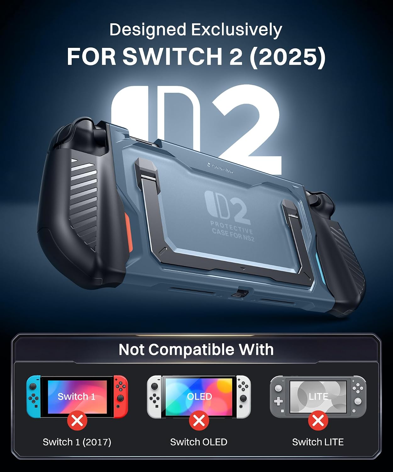 GolbinBox Hard Shell for Nintendo Switch 2 Grip Case with Kickstand, Blue 8 71InzatiXGL. SL1500