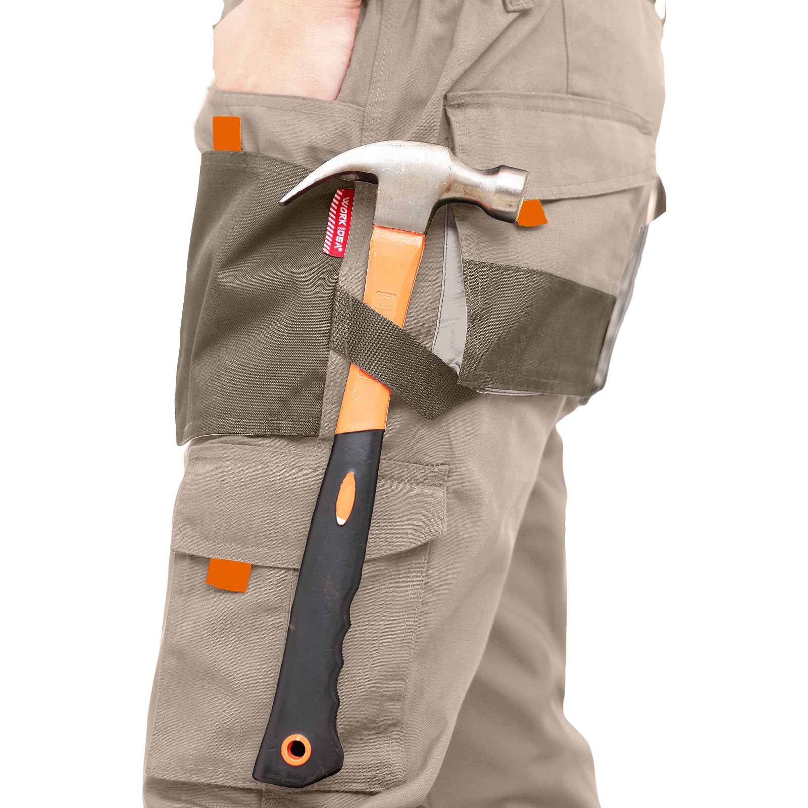 WORK IDEA Pantalones de trabajo para hombre con bolsillos Oxford en la rodilla, lona resistente
