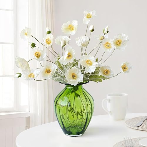 White Poppy Silk Flowers, 6pcs Lifelike Artificial Plants & Flowers,