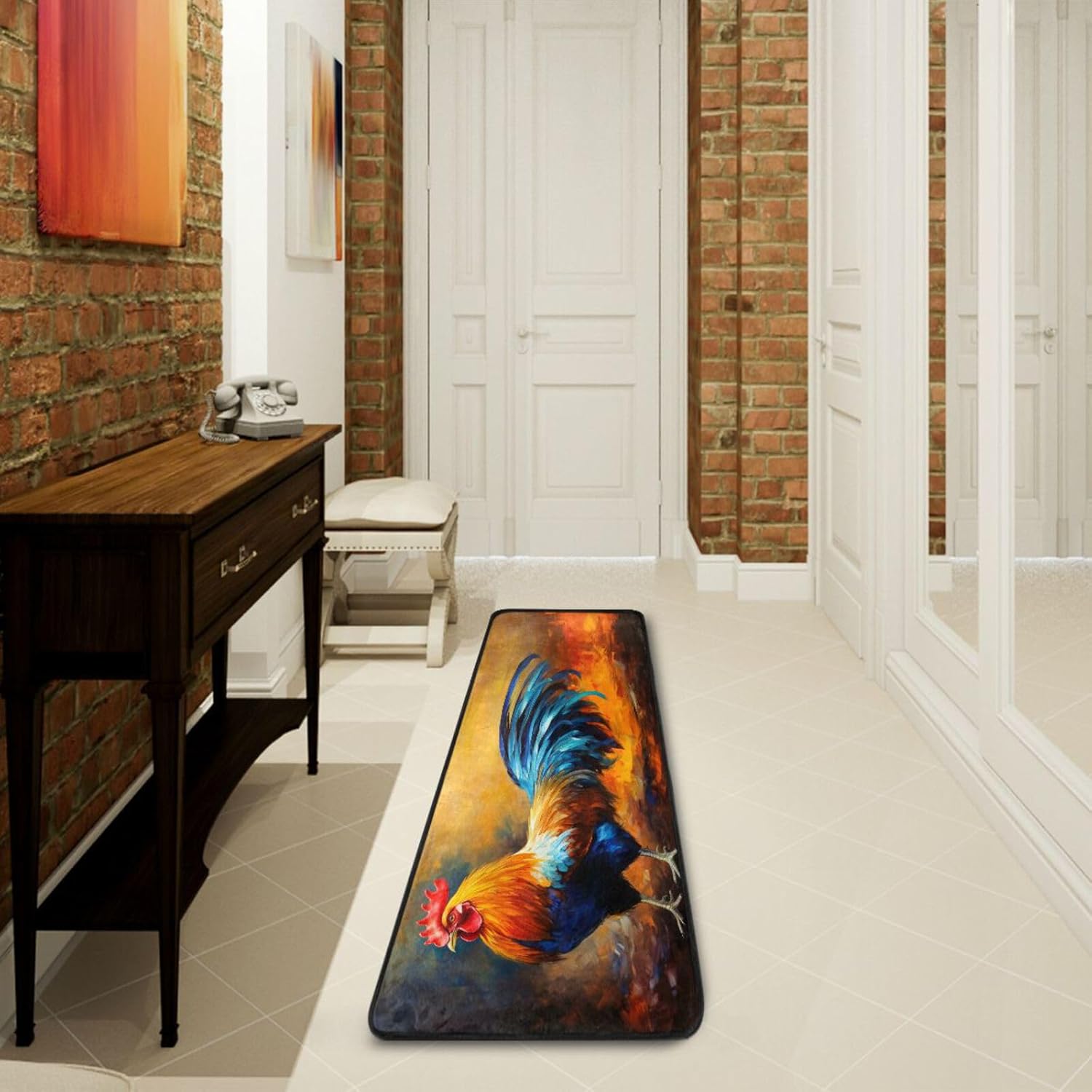 YETTASBIN Rooster Runner Rug, Non-Slip Large Floor Mat Anti Fatigue Area Rugs for Kitchen Bathroom Living Room Entryway Home Office Decor, 72 x 24 Inch