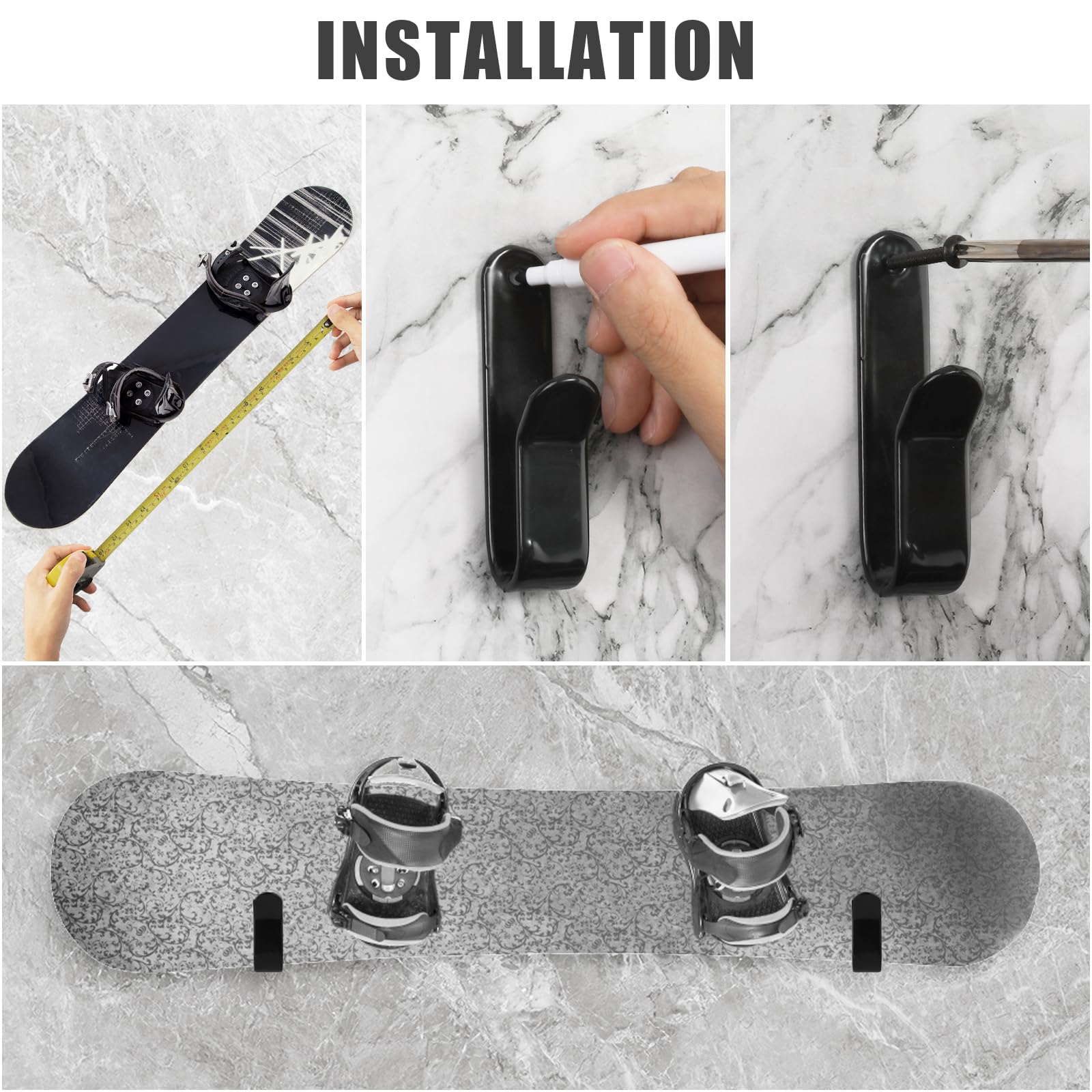 2 Pezzi di Supporto da Parete per Snowboard, Appendiabiti da Parete per Snowboard Espositore per Snowboard Accessori per Snowboard per Tavola da Sci Longboard