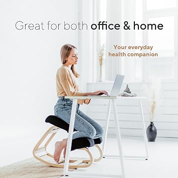 Ergonomic Kneeling Chair with Extra Padding - Posture Support Comfortable Desk Chair - Angled Rocking Stool & Balancing Seat - Natural Relief for Neck or Back Pain (with Extra Padding)