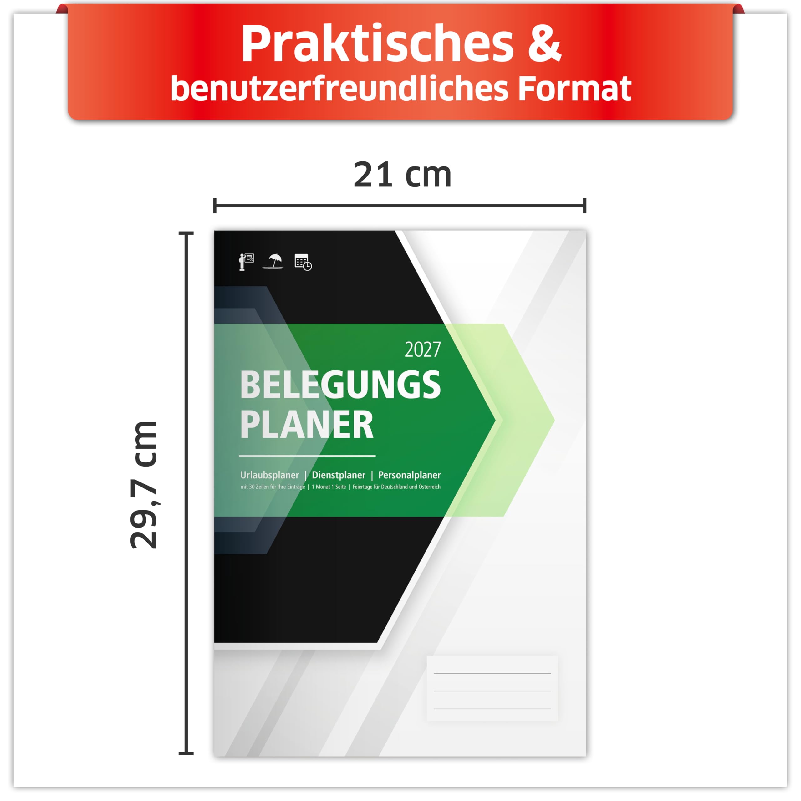 PRIMUS PRINT Belegungsplan 2026+2027 Personalplan Urlaubsplaner Dienstplan | für Firmen, Hotels, Gastronomie, bis zu 30 MA/Tische/Buchungen, inkl. Feiertage und Ferien - 210x295mm - (3x 2027)