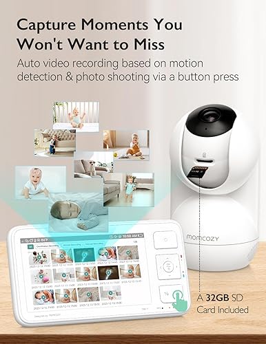 Miniatura 8 de Momcozy Monitor de bebé de video, monitor de bebé Full HD de 5.5 pulgadas 1080P con cámara sin WiFi, visión nocturna infrarroja, batería de 120
