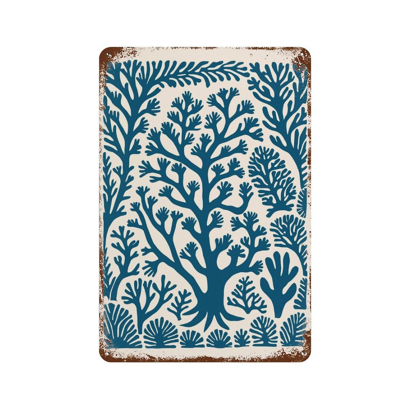 Rust Effect Great Coral Reefs Rusty Metal Tin Sign 11.8"x7.9", Industrial Home Decor for Living Room, Hallway And Home Decor
