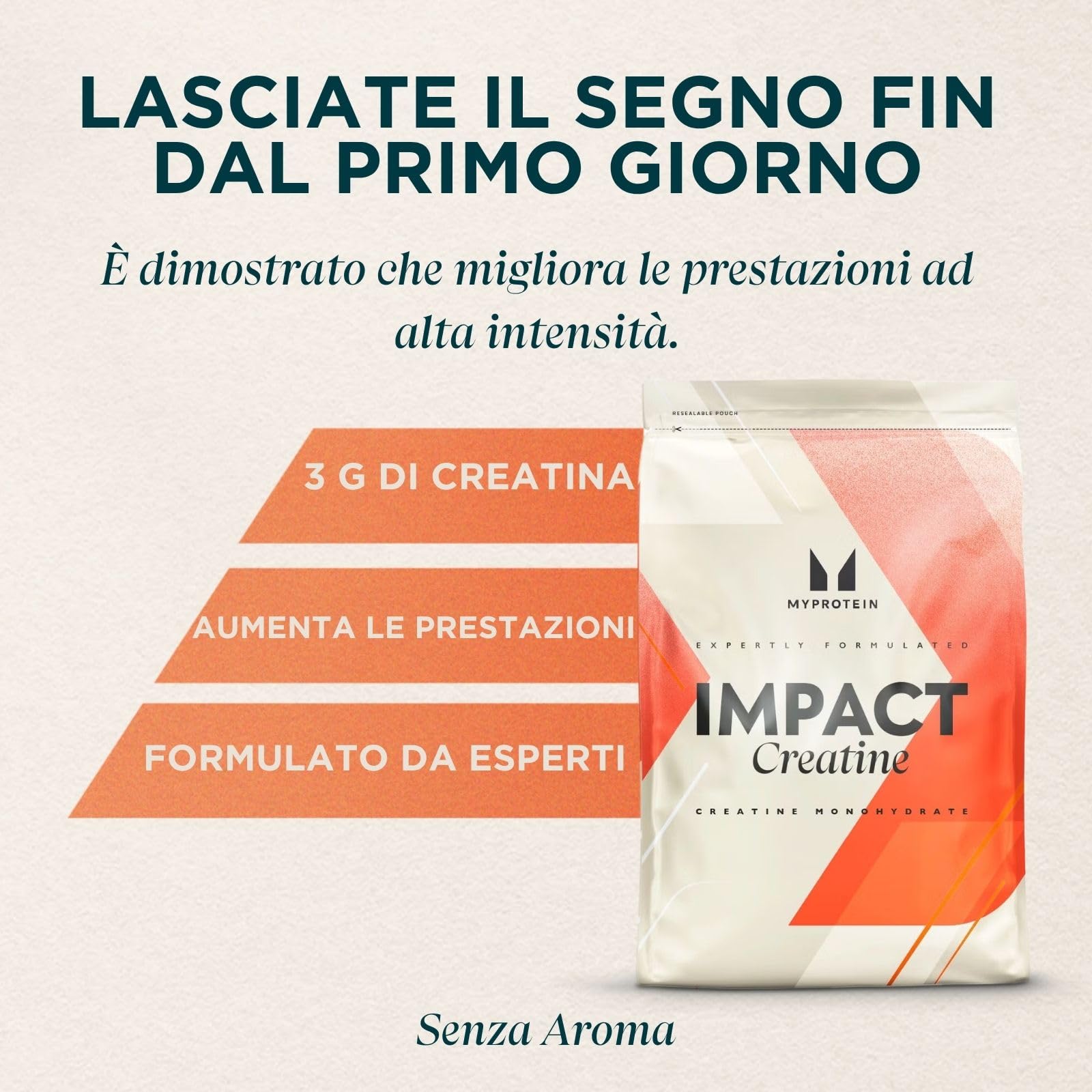 Myprotein Impact Creatina Monoidrato - Senza Aroma | 500 g - 147 Porzioni | Creatina Monoidrato Micronizzata per forza muscolare e fitness | 3 g di Creatina per Porzione