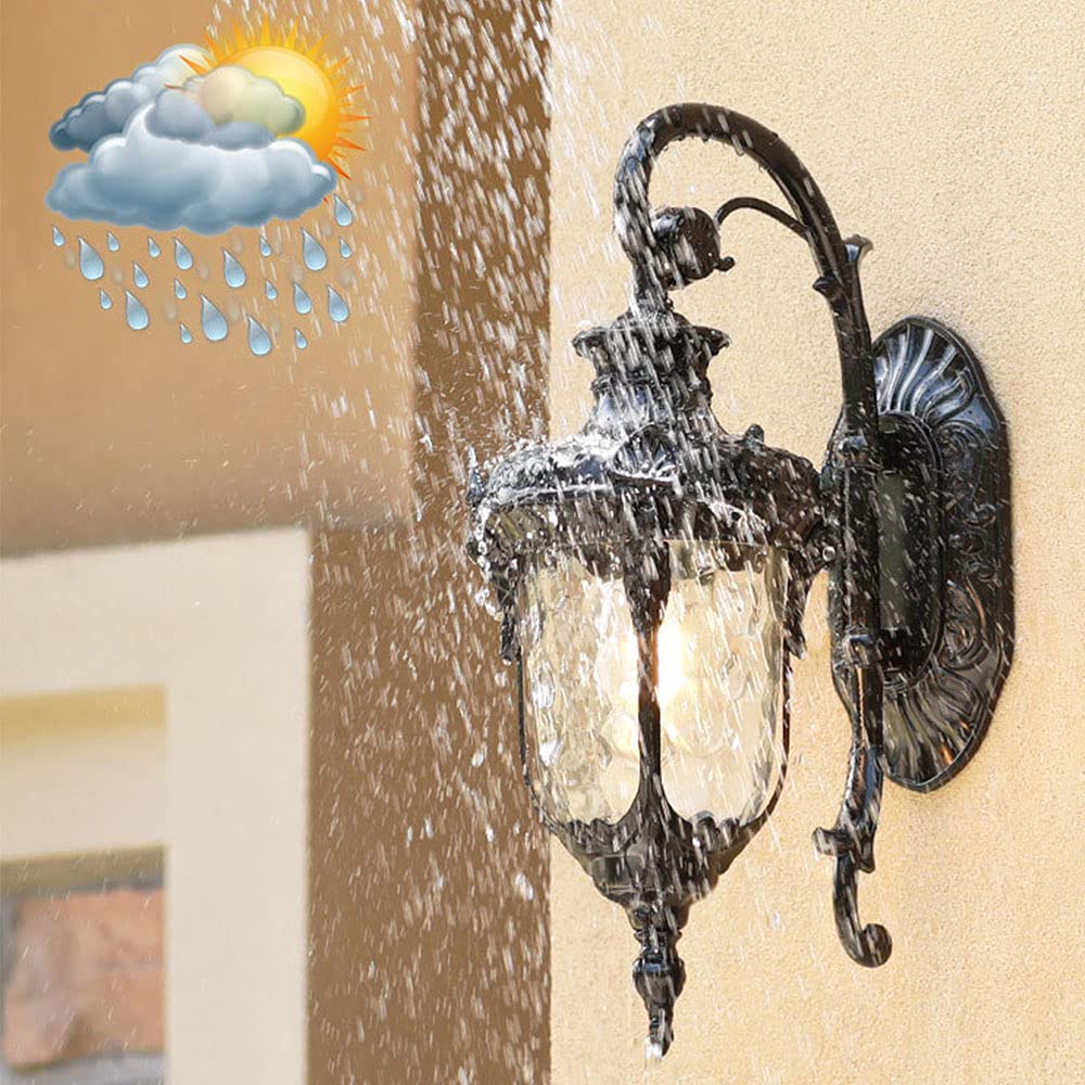 Mengjay kinkiet-antyczny zewnętrzny kinkiet E27 lampa ogrodowa Retro antyczny kinkiet ze szklaną osłoną lampy lampa zewnętrzna wodoodporne drzwi balkon willa lampa zewnętrzna-antyczny kolor (C)