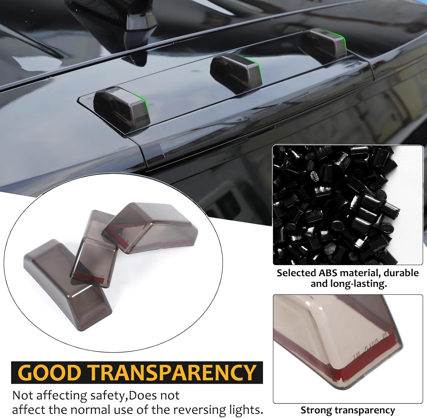 for Hummer EV SUV Accessories Rear Tail Roof Marker Lights Top Clearance Running Lights for 2024 2025+ Hummer EV Rear Top Roof Light Lamp Smoked Cover Guard Lens (SUV/3PCS)
