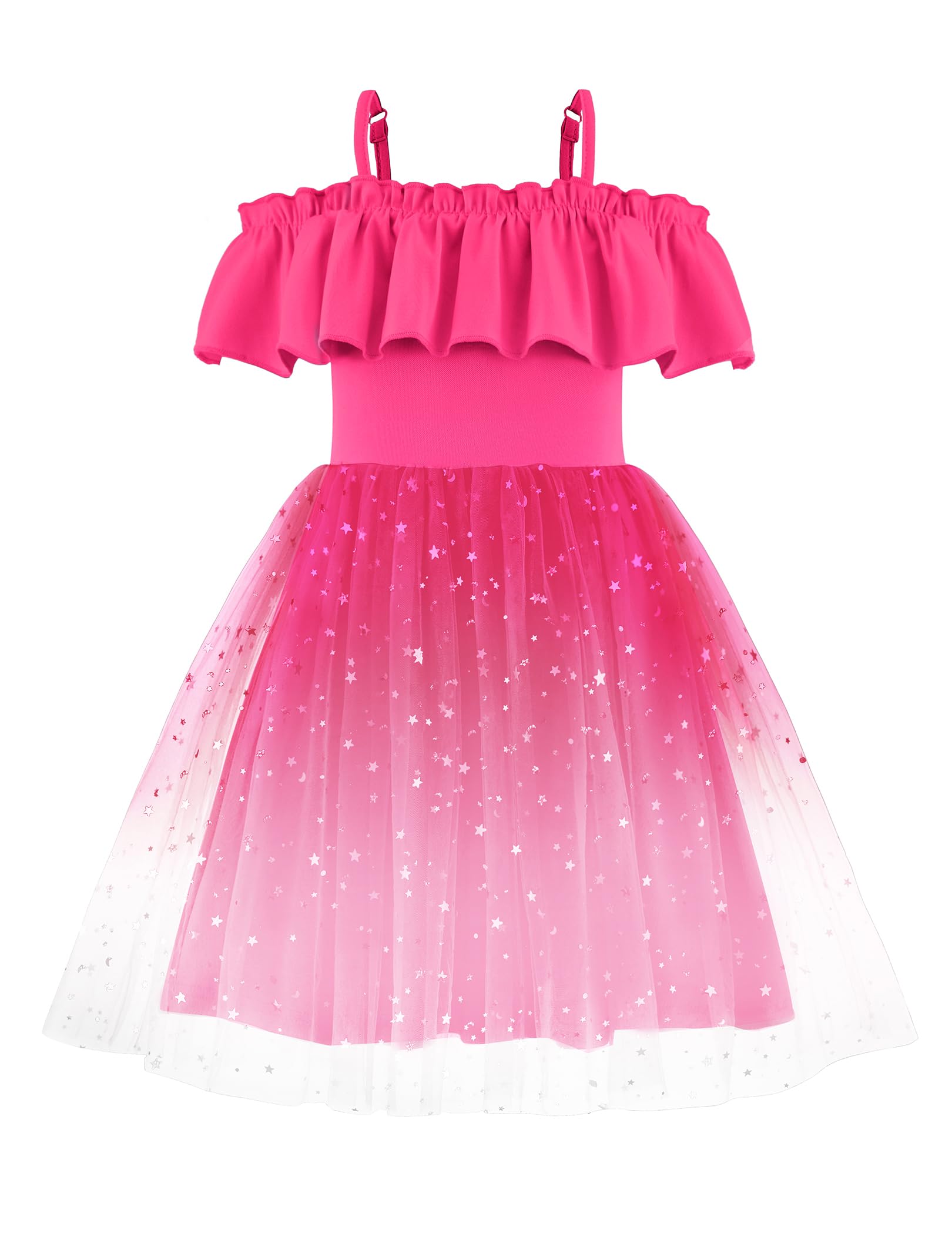 Arshiner Toddler Girl Tulle Dress Girls Sequin Summer Dresses Off Shoulder Flutter Formal Birthday Party Princess Dress