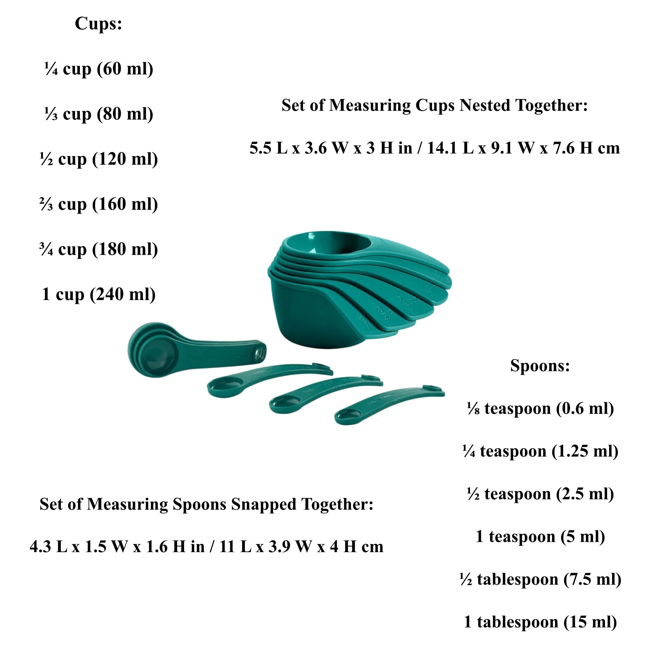 NewTupperware Messlatten Set - 6 Messbecher + 6 Löffel in Mysterious Green