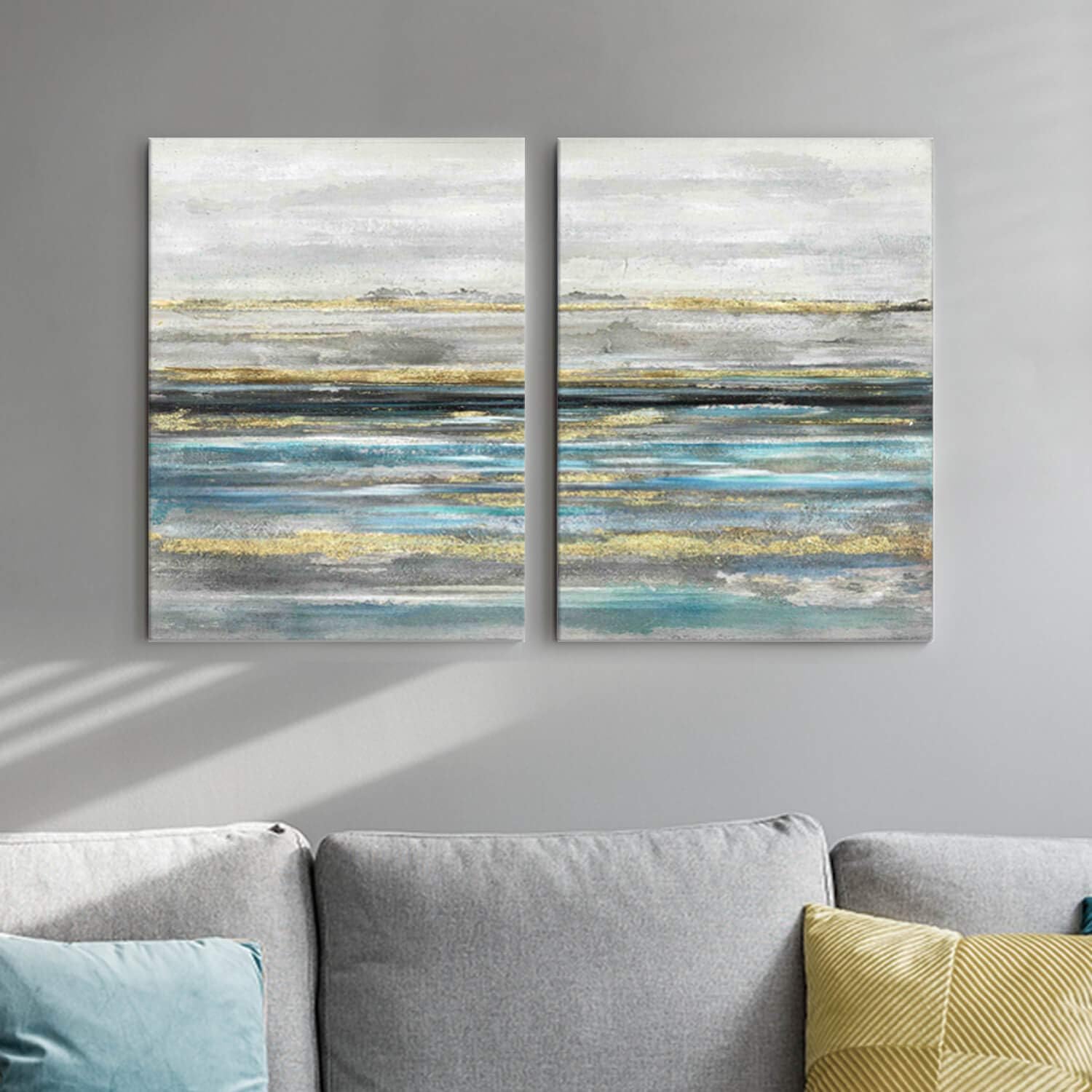 Super Cheap 🛒 Abstract Canvas Artwork Blue Painting: Gold Foils and Mutil Color Texture Modern Art for Wall Decor (18 x 24'' x 2) New Deal Abstract Canvas Artwork Blue Painting: Gold Foils and Mutil Color Texture Modern Art for Wall Decor (18 x 24'' x 2)