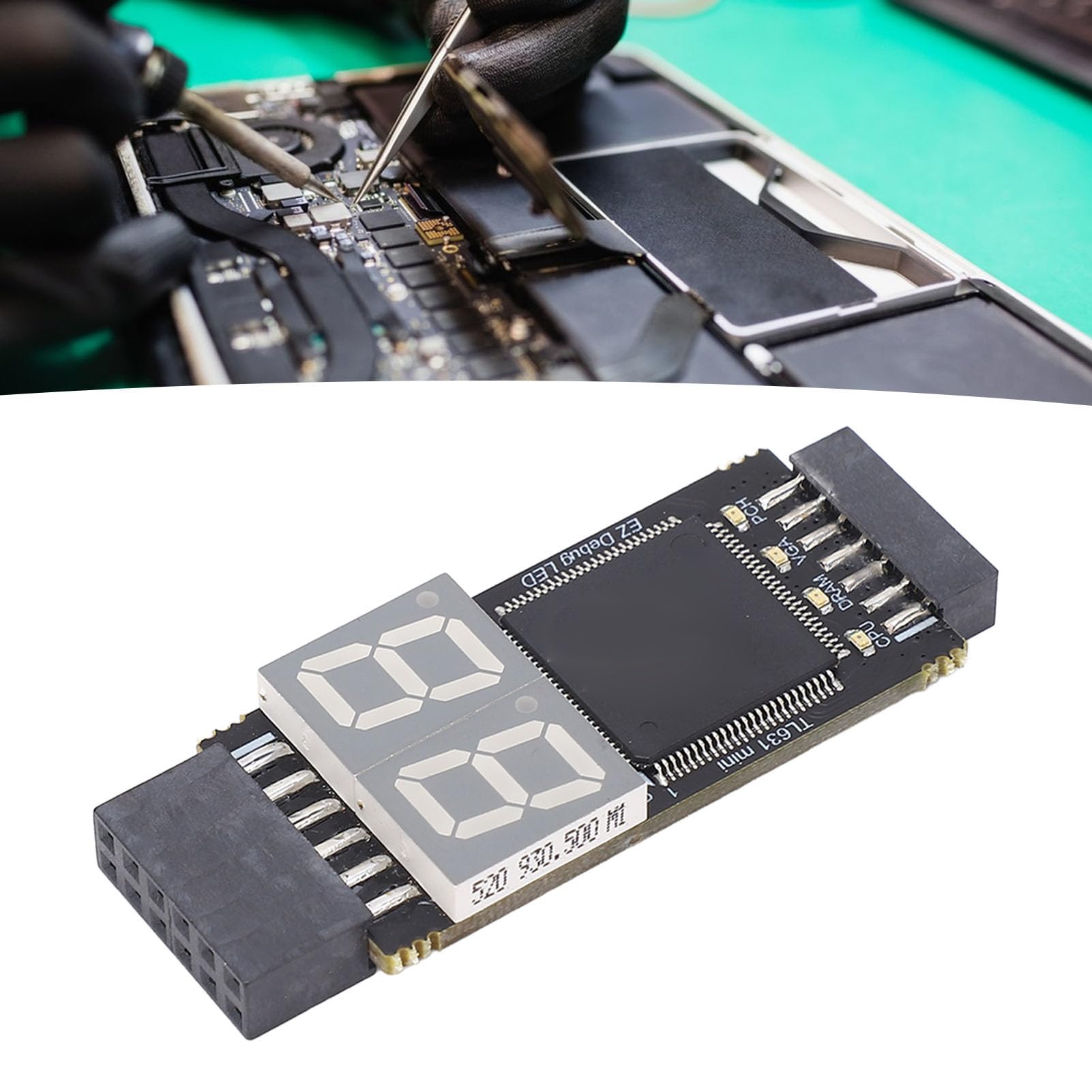 Carte de Diagnostic pour Carte mère, kit de Test de débogage PCIe LPC avancé avec indicateurs LED pour la réparation d'ordinateurs et Le dépannage matériel, Couleur Noire