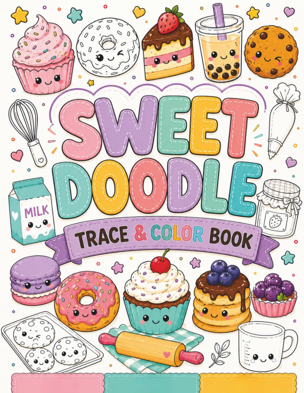 Sweet Doodle: A Cute Trace & Color Book with Adorable Desserts, Cupcakes, Donuts, Cookies, Coffee & Cozy Bakery Treats (Doodle World)