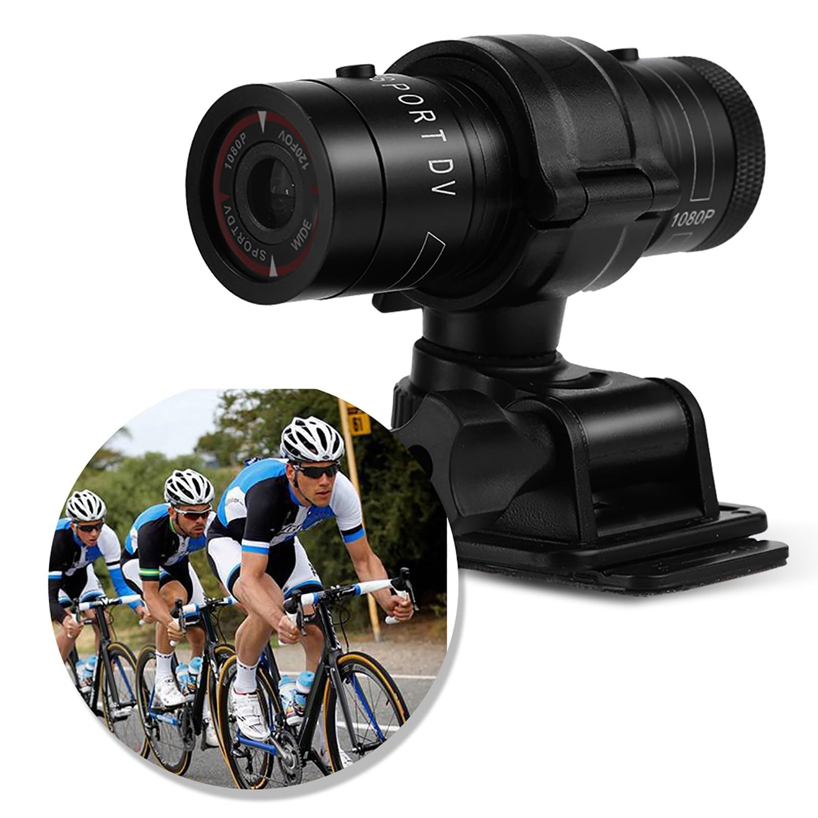 F9 1080P Full HD 30 FPS Mini DV Deportivo Portátil, DC 5V Mini Cámara Deportivo de Video con Carcasa Impermeable para Uso al Aire Libre, Adecuado para Bicicletas Motos Coches, Negro