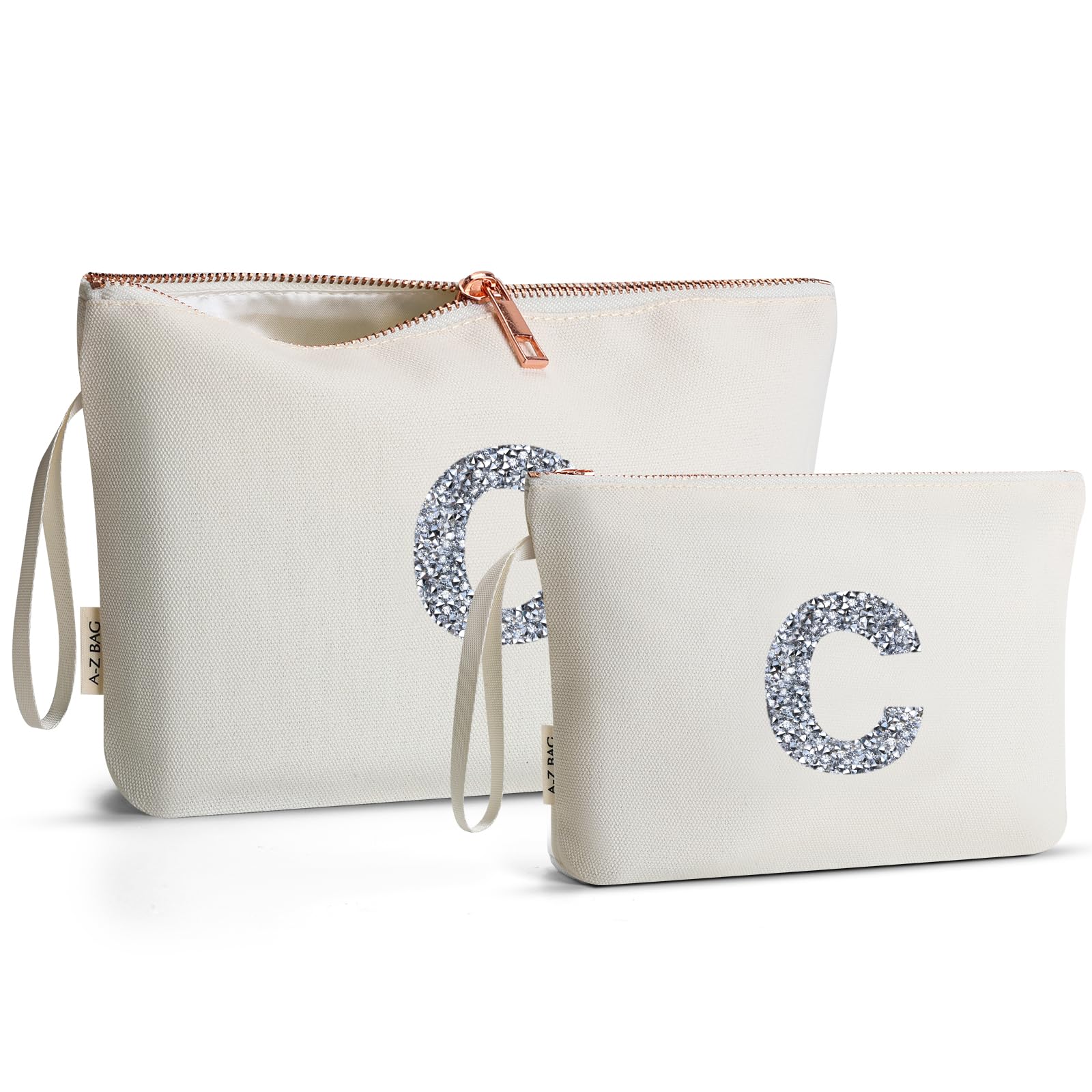 A-Z BAG Personalised Initial Makeup Bag with Floral Letter,Gifts for Women,Mum,Friend,Sister,Teenage Girls,Bridesmaid,Cosmetic Wash Bag & Toiletry Pouch,M — view 9