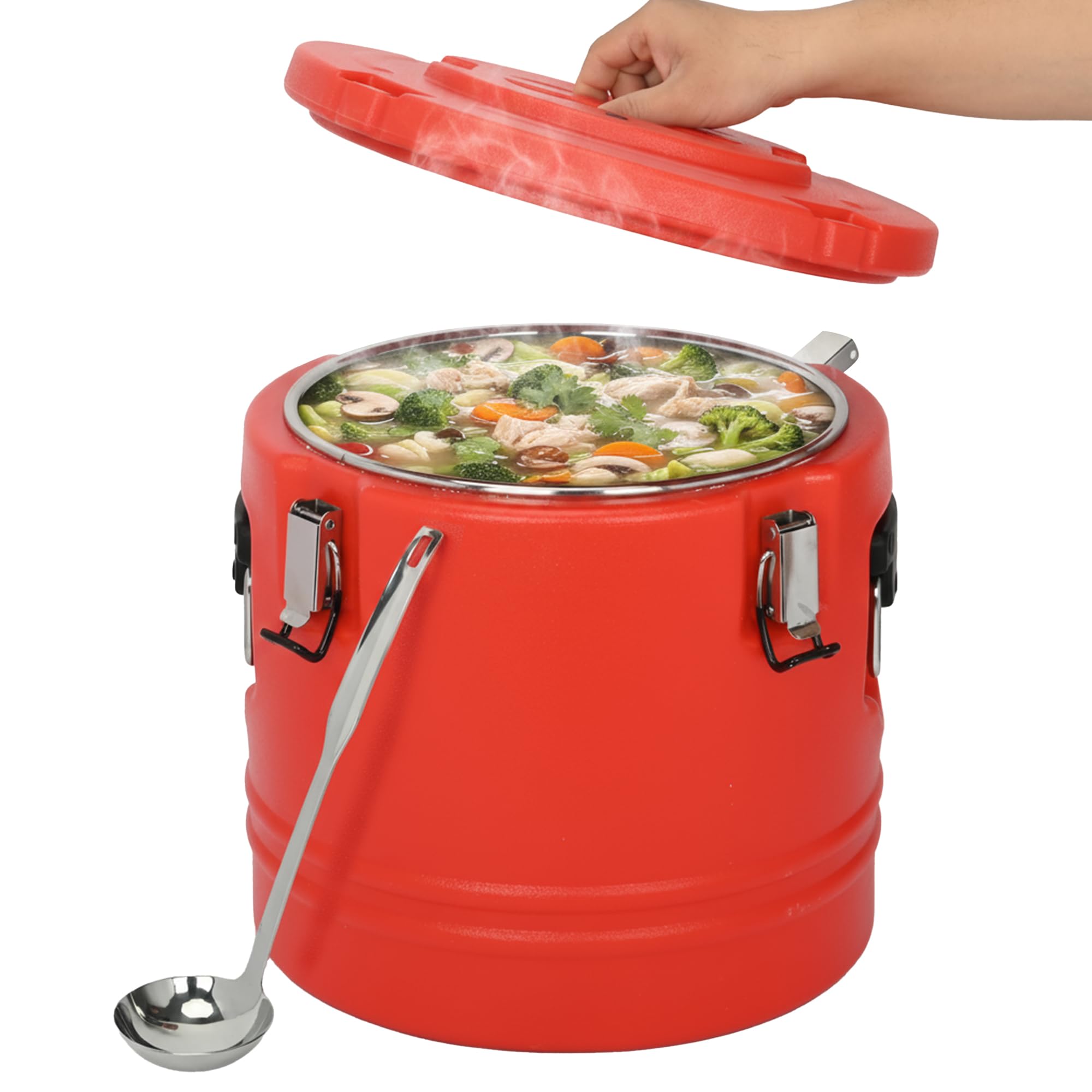 Photo 1 of 21QT Insulated Soup Container Carrier with Spoon, 5 Gallon Portable Commercial Hot Box Food Warmer for Hot or Cold Food Large Insulated Barrel Cooler for Restaurant Canteen Home Party