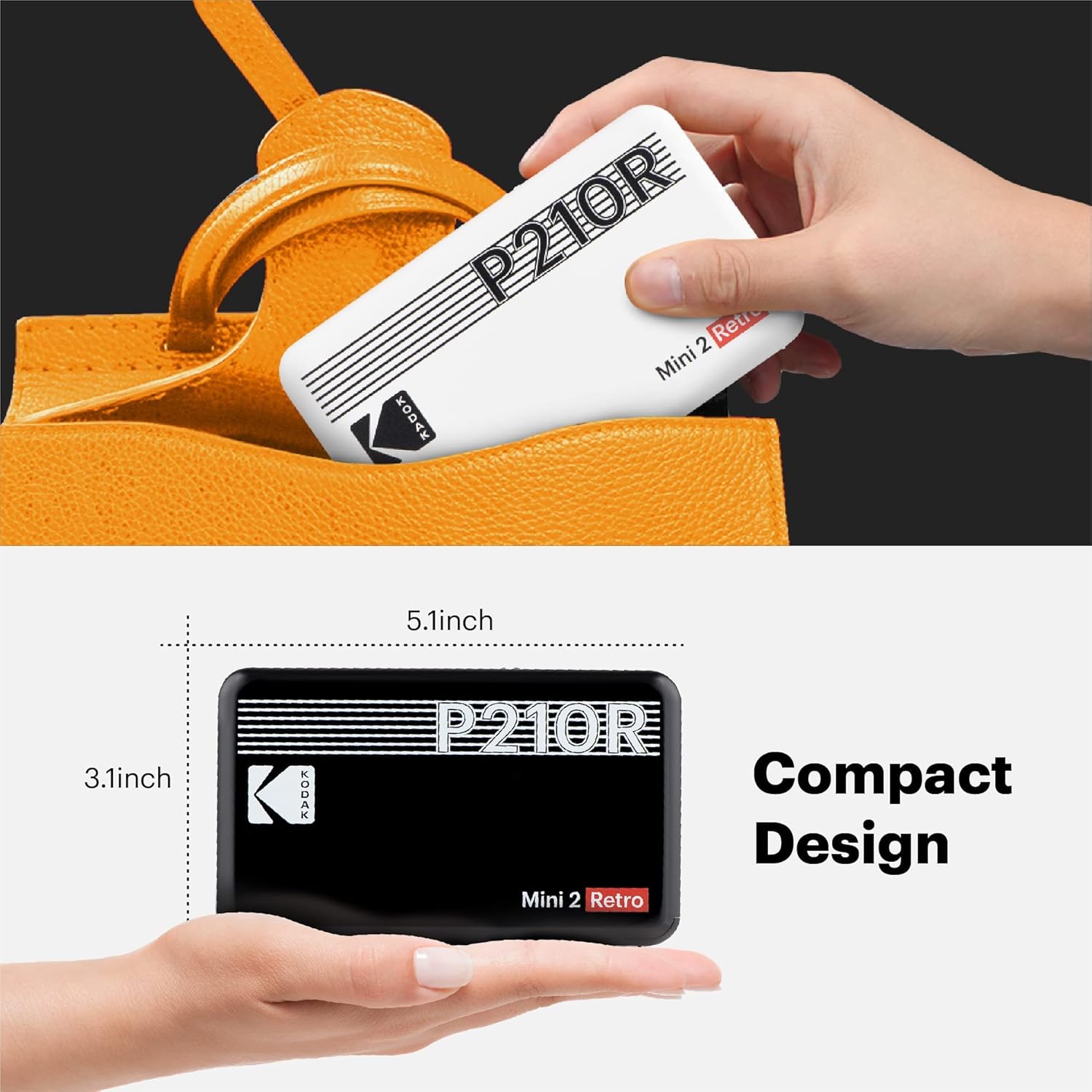 Lowest Price Kodak Mini 2 Retro 2.1x3.4” Portable Instant Photo Printer, Wireless Connection, Compatible with iOS, Android & Bluetooth, Real Photo, 4Pass Technology & Lamination Process, Premium Quality-White