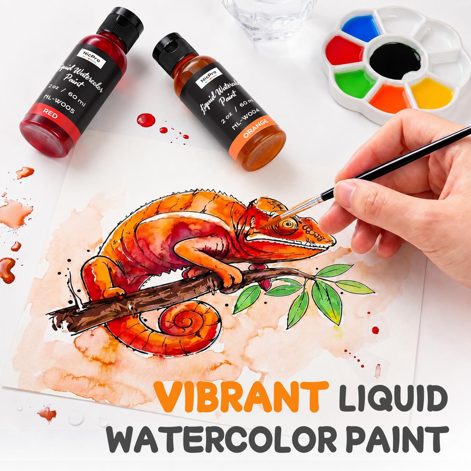 Amazon | Nicpro 6色 液体水彩絵の具セット 2オンス 濃縮水彩絵の具