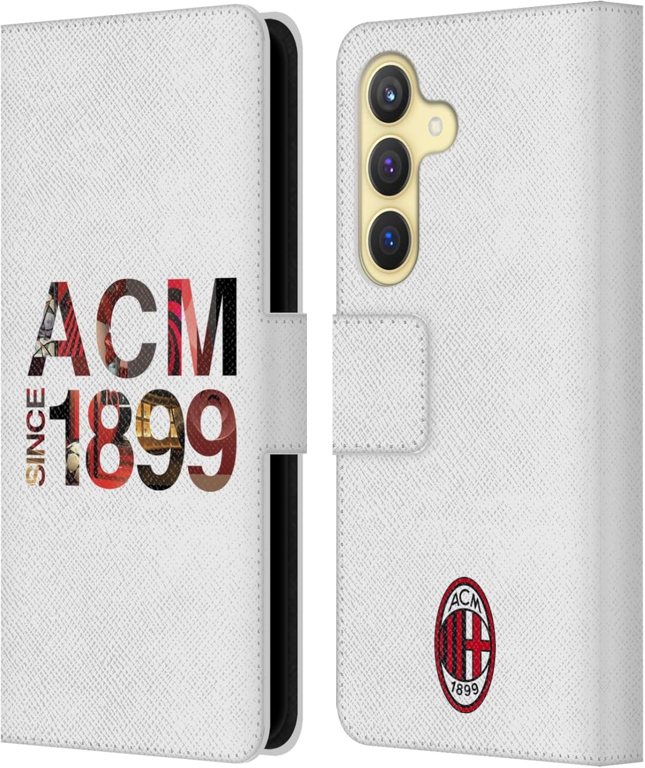 Head Case Designs Officially Licensed AC Milan 1899 Adults Leather Wallet Case Compatible with Samsung Galaxy S24 5G