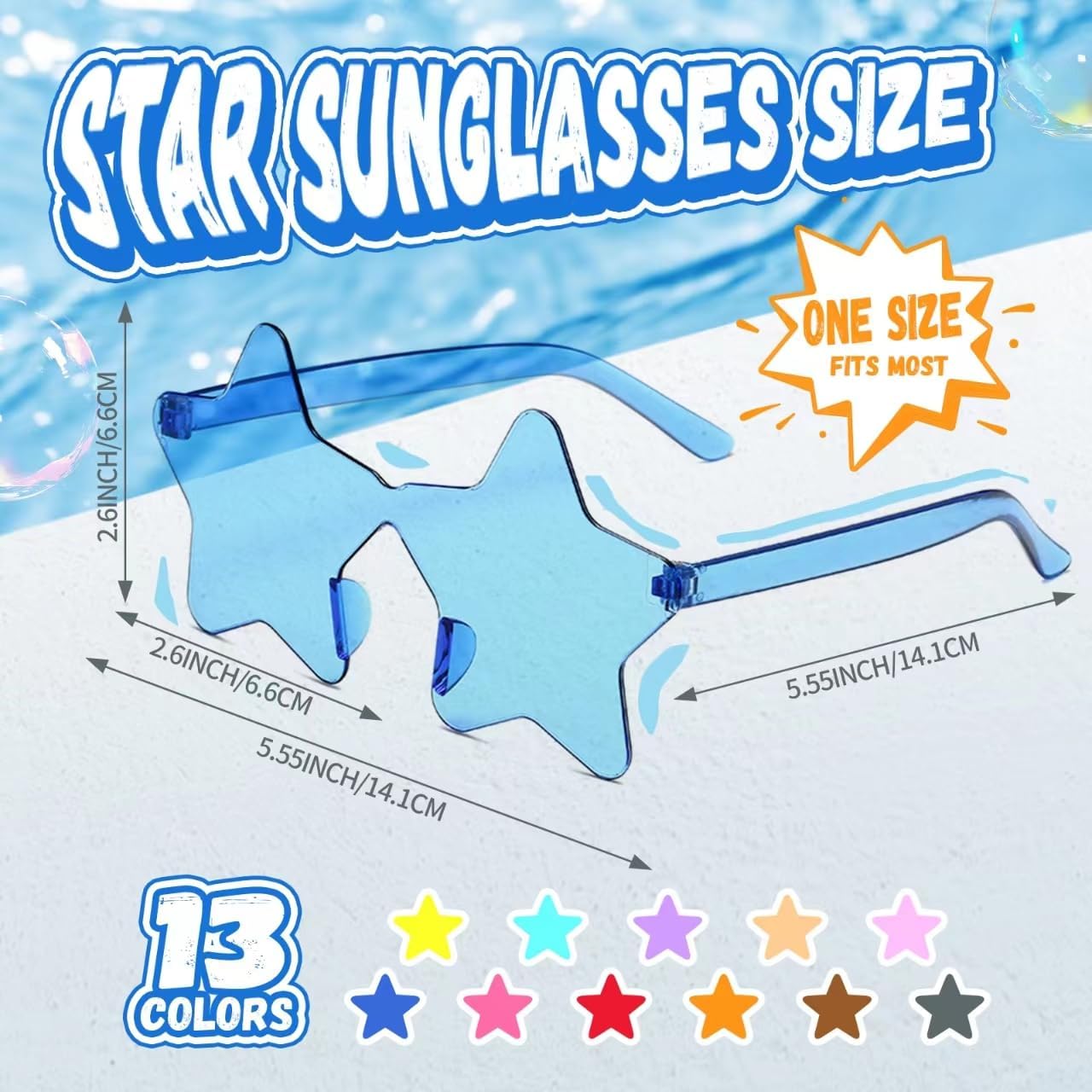 12/26/36 Pairs Rimless Star Shaped Sunglasses Transparent Glasses Bulk Fun Sunglasses for Party Favors - Image 2