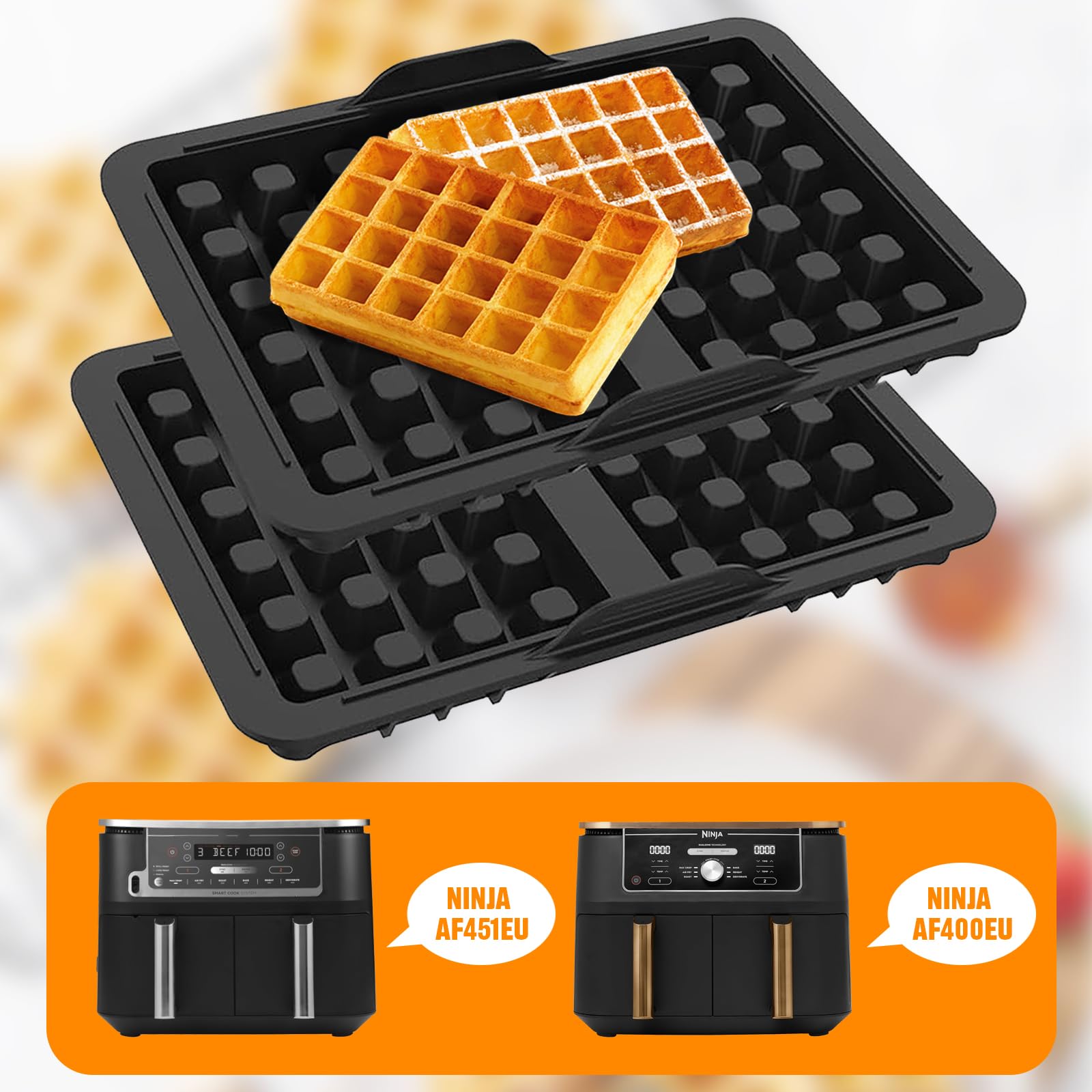 2 Stampini Per Waffle In Silicone Per Friggitrice Ad Aria Ninja - Adatti Per AF400EU, SL400EU, AF451EU, AF500DE - 5
