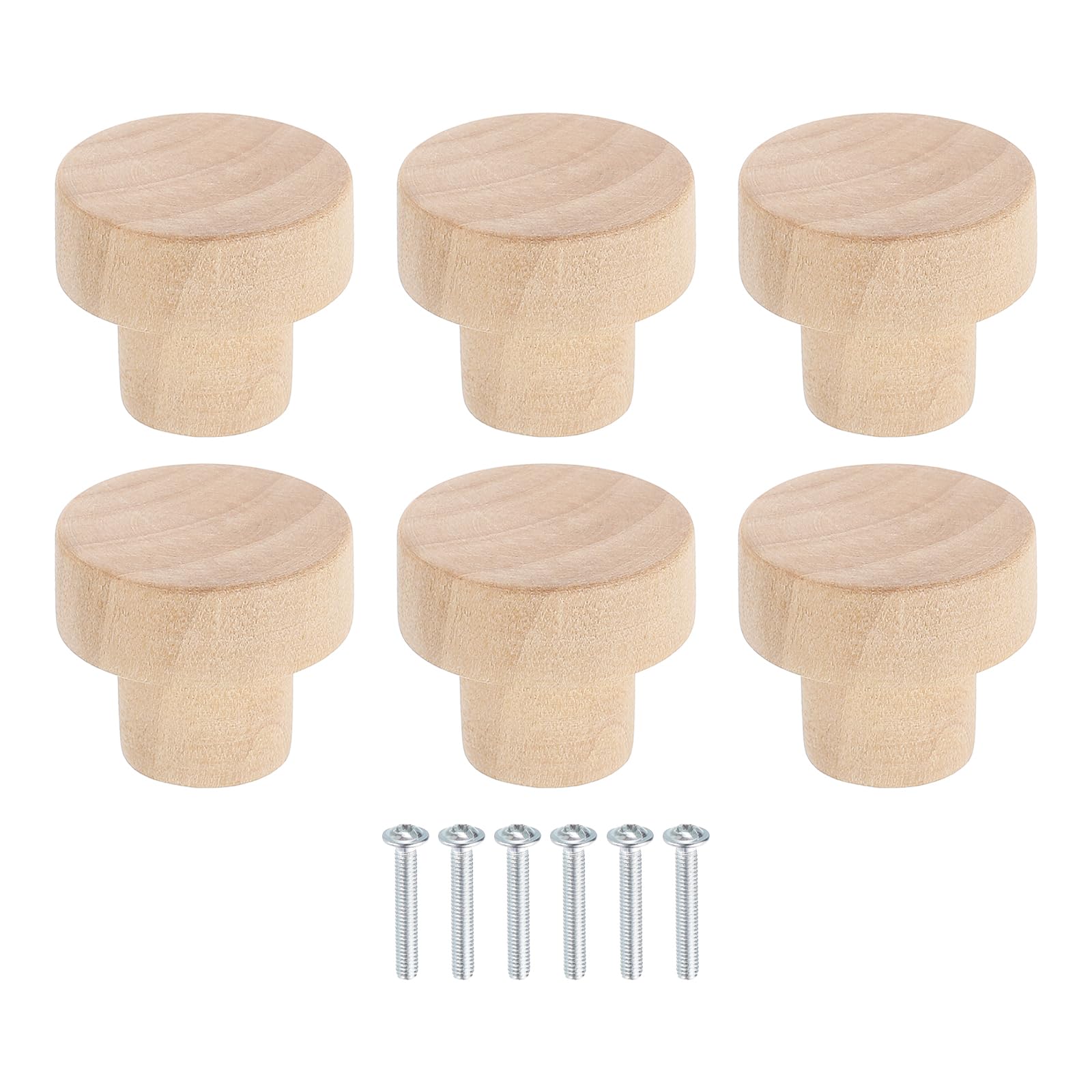 Boutons de tiroir ronds bois 2,8 cm lot de 6 poignée meuble commode armoire placard