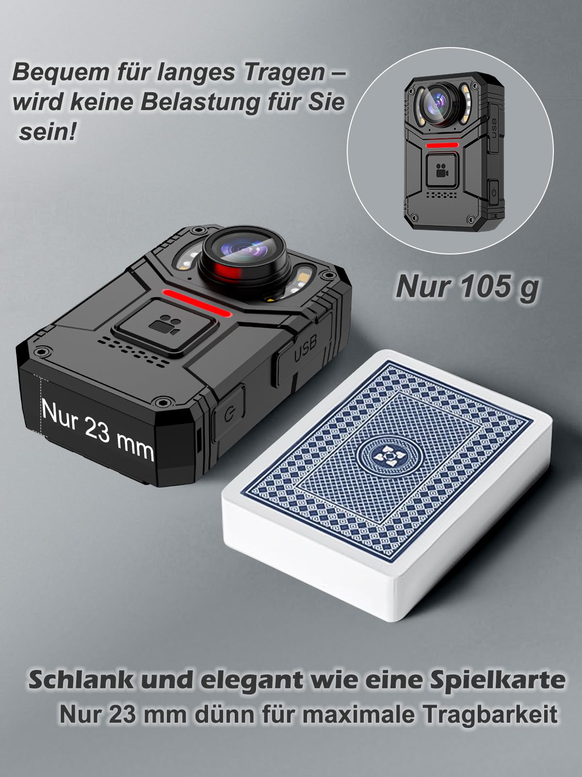 SPIKECAM Echte Body Cam 4K, Bodycam Körperkamera Mini 4K mit OTG, SOS-Alarm, Taschenlampe, Audio- und Videoaufnahme, Handy Body Camera für Polizei- und Sicherheitsdienste, 64GB