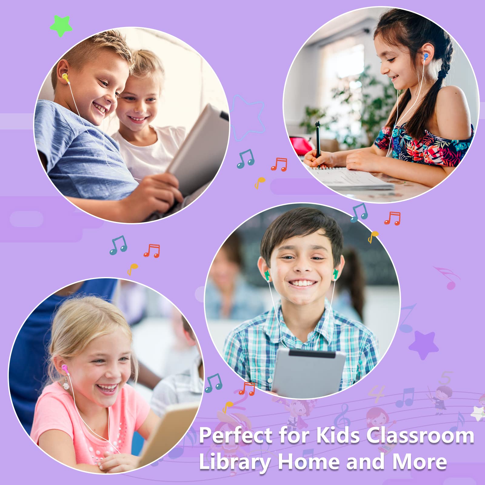 Bulk Auricolari per bambini per studenti in classe confezione da 200 cuffie cablate in ear auricolari per biblioteca scolastica all'ingrosso auricolari per Chromebook Laptop PC jack da 3,5 mm