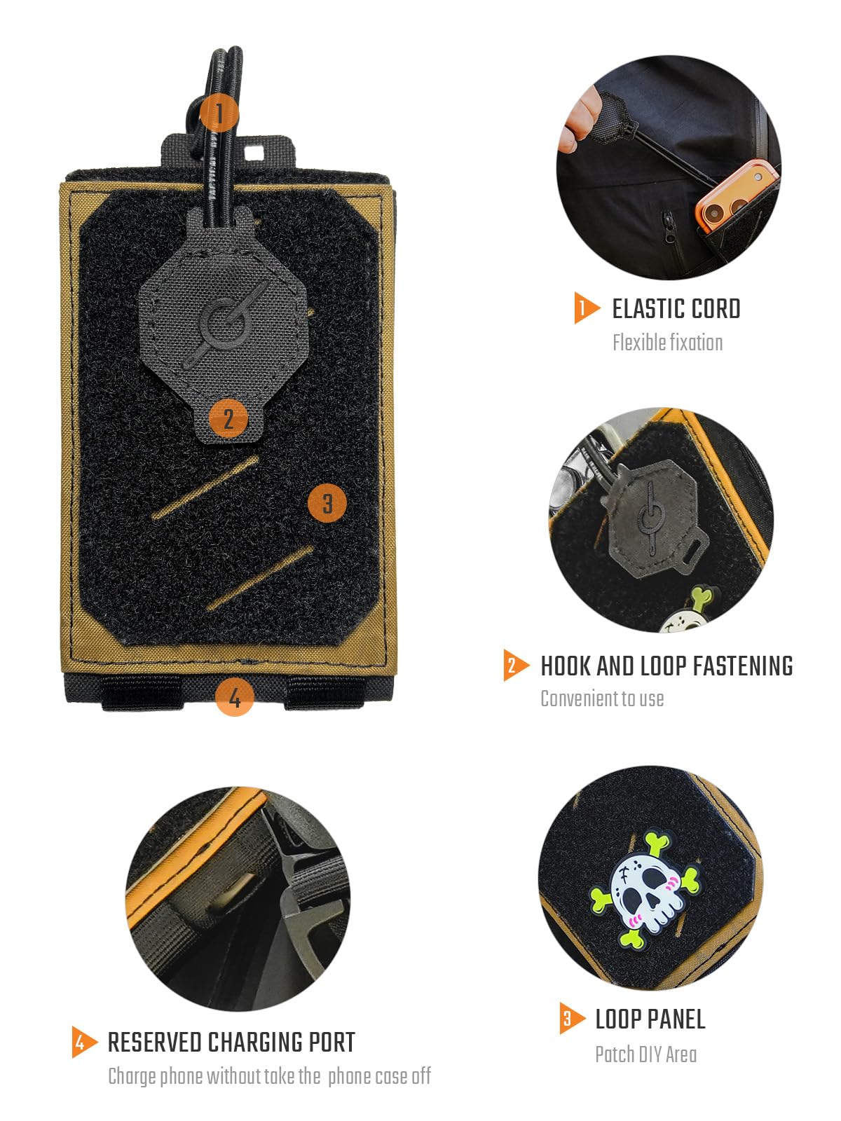 TACTICAL_GEEK EXT16 MOLLE etui na telefon komórkowy, kompaktowa torba na pasek na smartfon z nylonu z paskiem mocującym, klapa na rzep zapewnia szybki dostęp, nadaje się do plecaka i paska na ramię