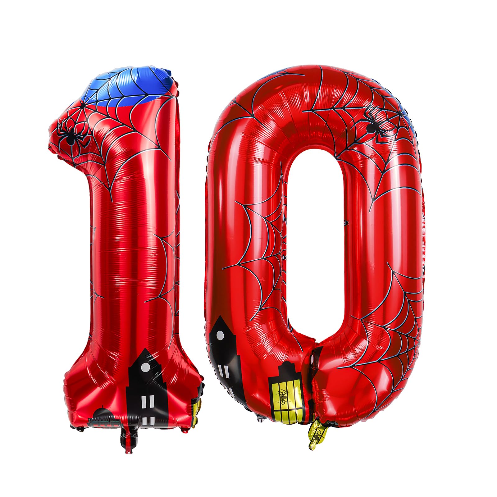 40 inch spider theme number foil balloons, children's party balloon supplies with classic numbers 1 to 9, birthday decoration supplies,number large balloons for spider theme parties (10)