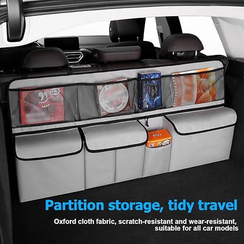 Miniatura 3 de Mandark Organizador de maletero de automóvil, bolsa de almacenamiento colgante para asiento trasero de vehículo de gran capacidad con 9 piezas,