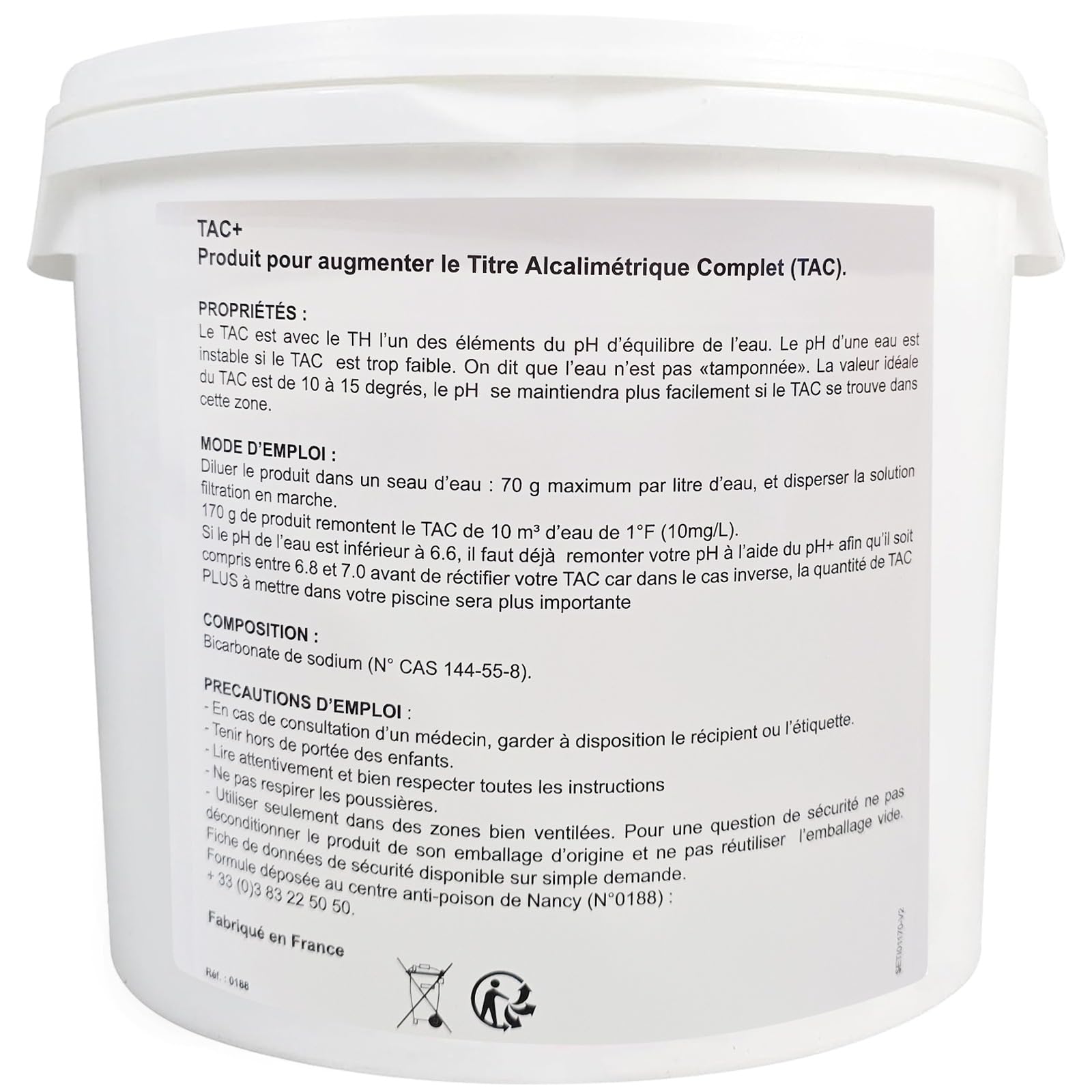 Llofer TAC+ – Correcteur d'Alcalinité Piscine en Poudre – Stabilise le pH & Améliore le Confort de Baignade – Seau 5 kg