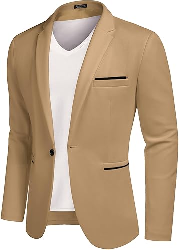 COOFANDY Chaqueta casual para hombre, chaqueta deportiva ajustada para traje de negocios, chaquetas de un botón