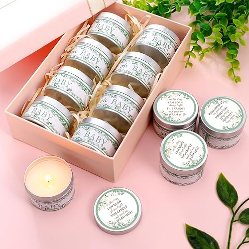 Miniatura 4 de Funtery 12 velas de fiesta de baby shower para invitados, velas perfumadas de lavanda, velas rústicas para revelación de género, regalos de retorno