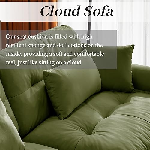 Miniatura 7 de Sofá modular de 130 pulgadas, sofás tapizados de terciopelo para sala de estar, sofá verde de 3 plazas con otomana móvil, sofá biplaza grande y