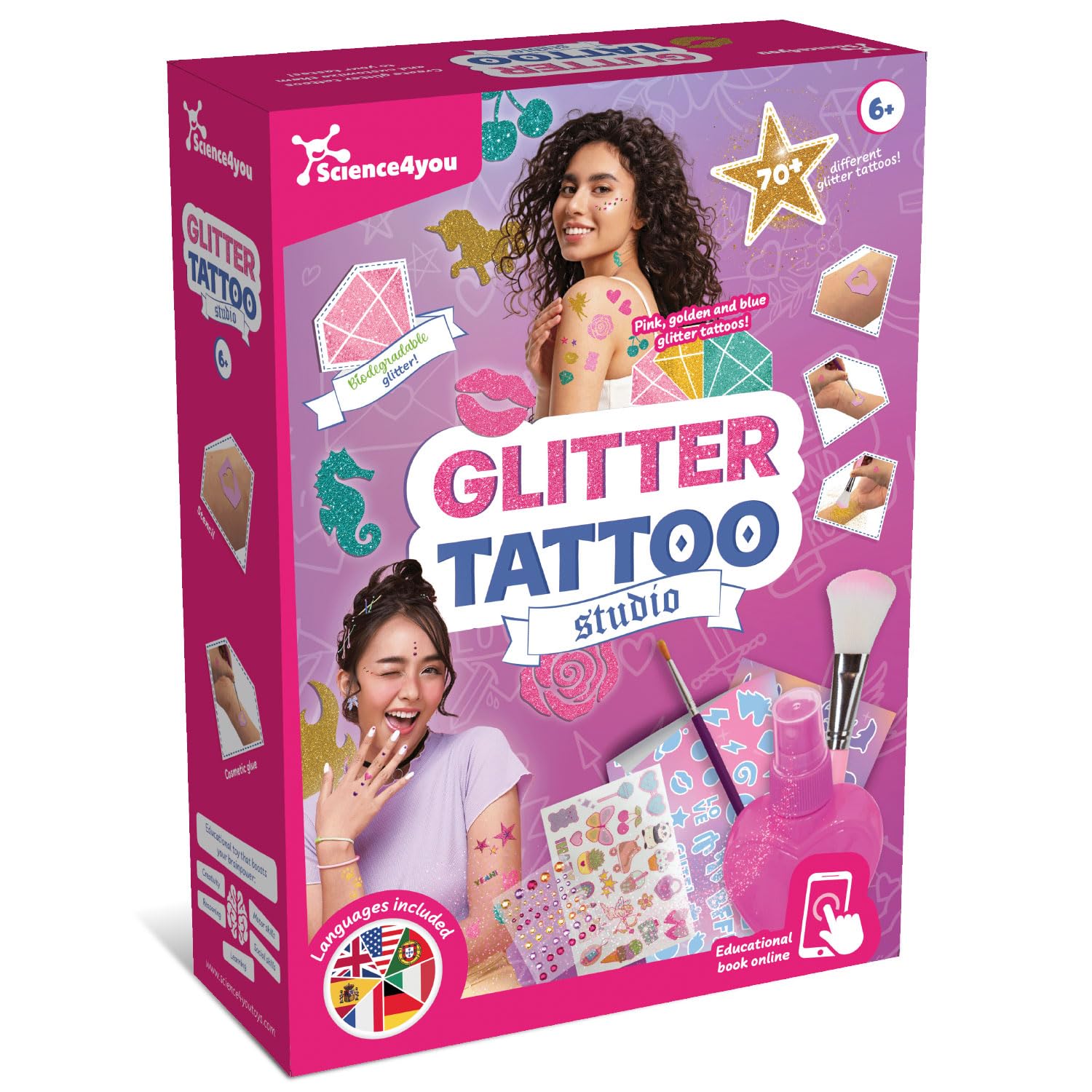 Science4you Glitter Tattoos for Kids Age 5 6 7 8 9+