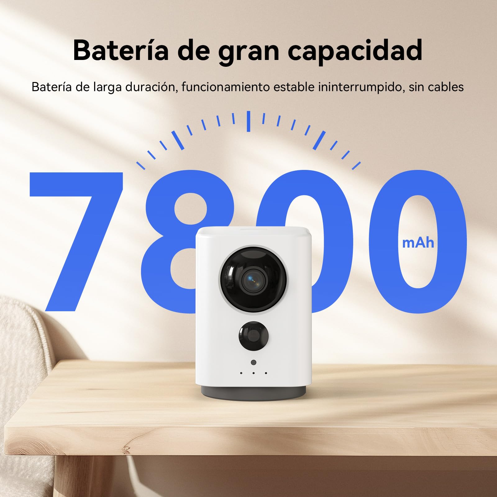 4G Camara Vigilancia Interior con Tarjeta Sim, 2K 360°PTZ Cámara de Vigilancia Inalambrica sin WiFi para Bebés, Mascotas, Ancianos, 7800mAh Batería, Detección de PIR, Audio Bidireccional