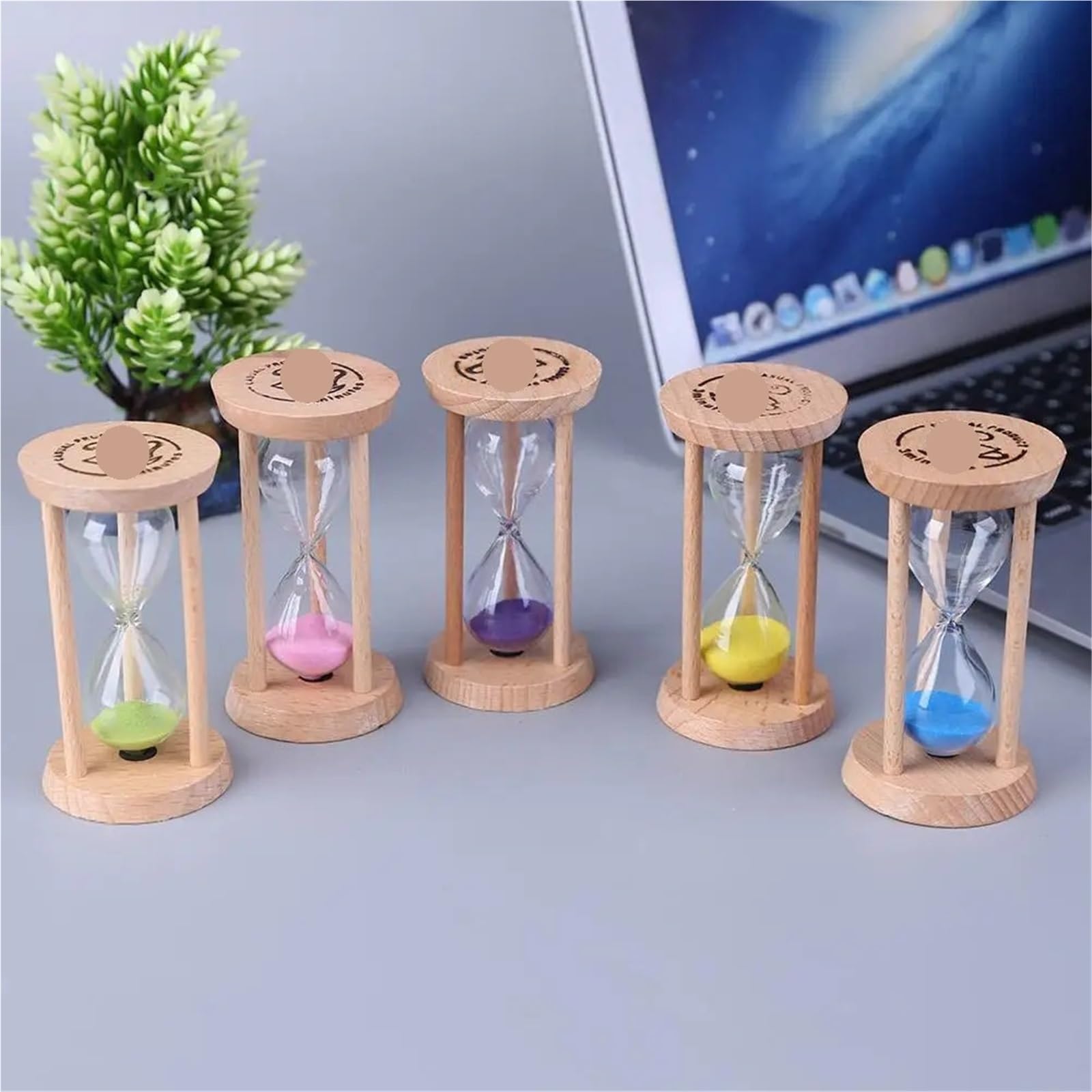 Clessidra 2 Pezzi di Orologio con Sabbia in Legno da 3,0 Minuti, Clessidra, Clessidra, Timer for spazzolino da Denti, Decorazione for la casa(Yellow)