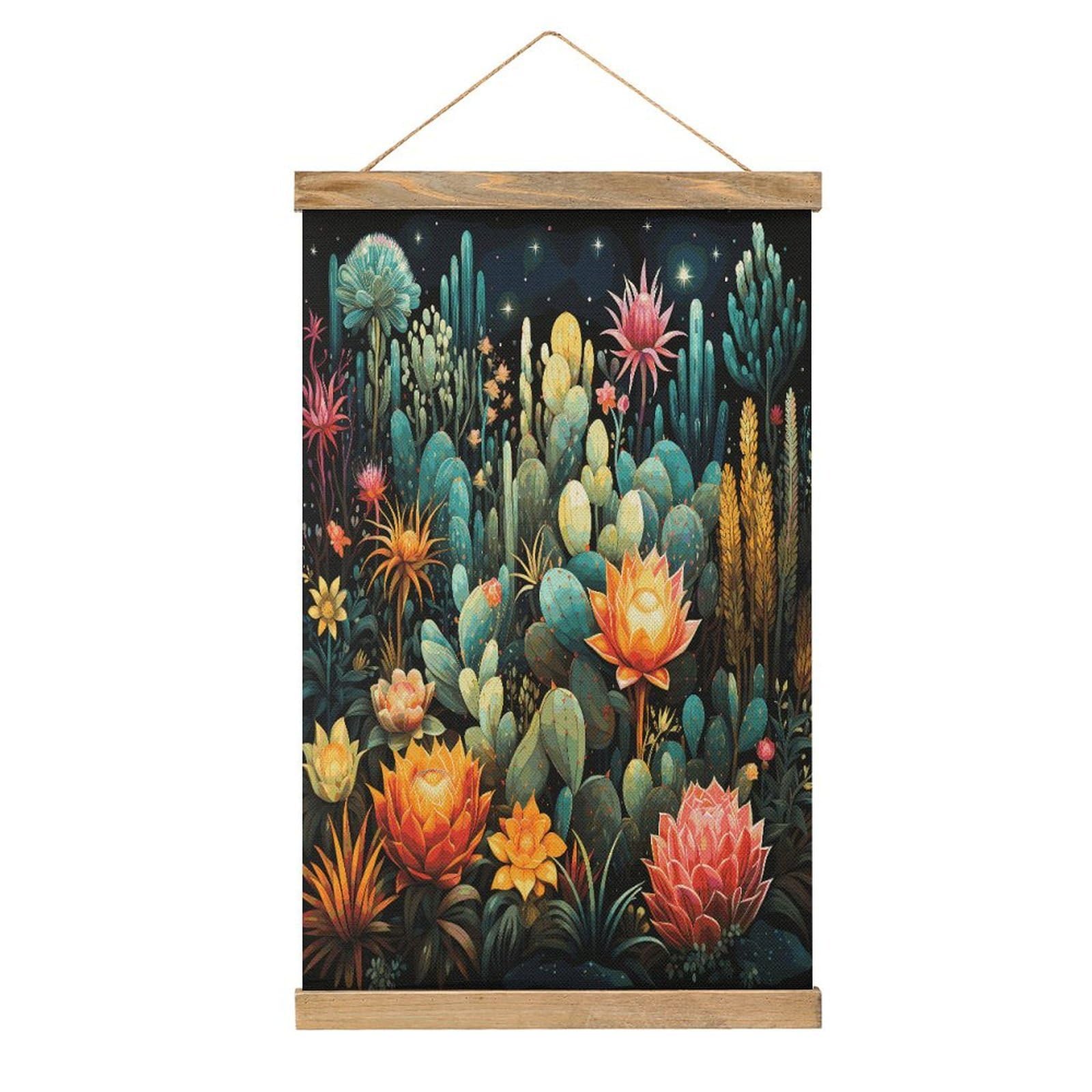 FekiLoot Colorful Cactus Pattern Wall Art Poster Hanger Frame Linen Wall Art Decor Vintage Hanging Poster Hanging Wall Decor Rustic Retro Wall Art Print for Living Room Decor 20.4 X 13.1Inches