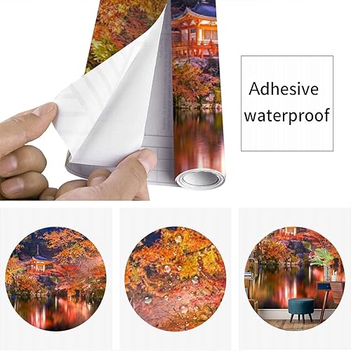 Miniatura 7 de Autumn Temple Kyoto - Papel tapiz autoadhesivo extraíble grande, rollo de papel tapiz 3D, decoración del hogar para sala de estar y dormitorio