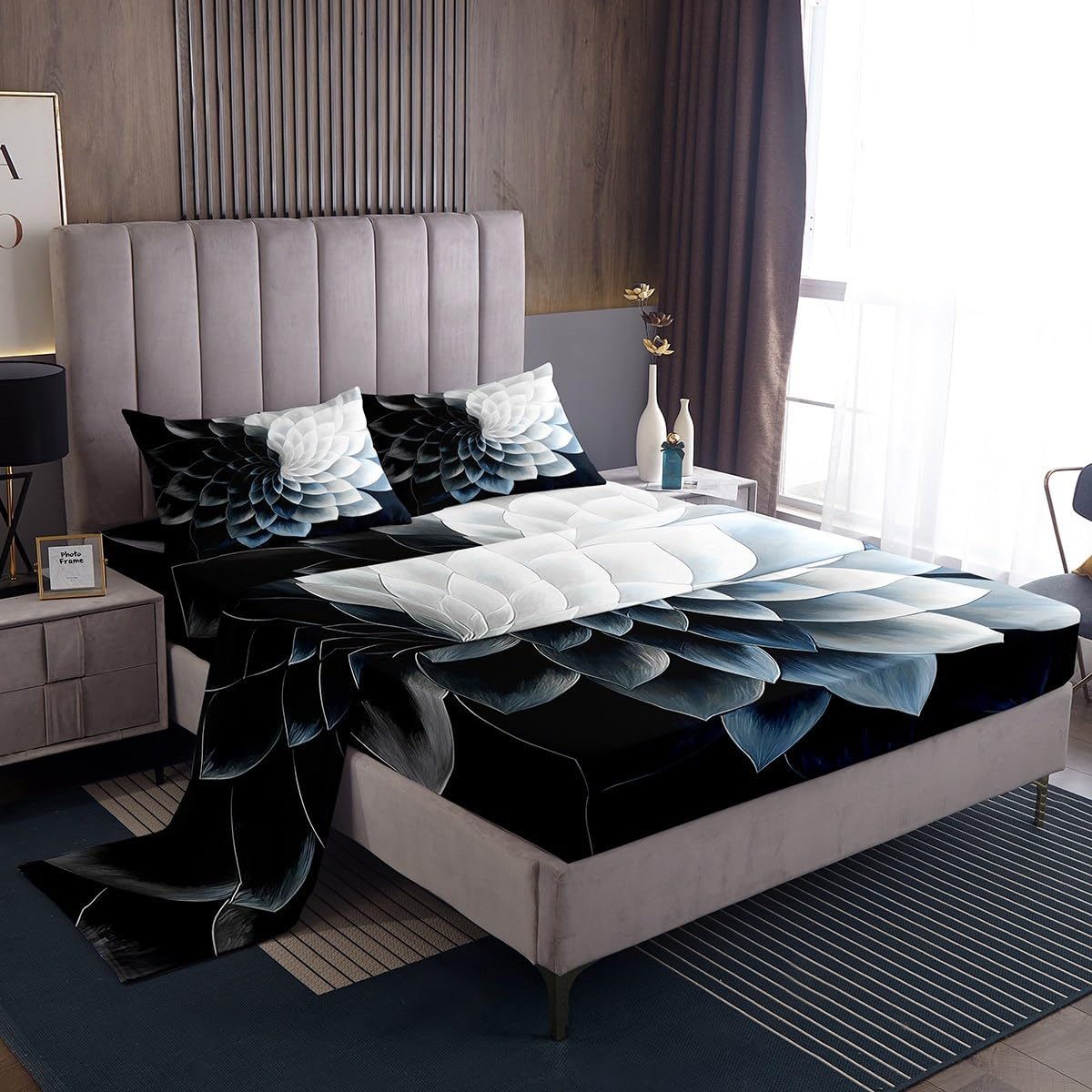 jejeloiu Milk Cow Bed Sheets Set Animal Fitted Sheet for Kids Boys Girls Room Decor Farmhouse Bedding Set Twin Size Black and White 3Pcs