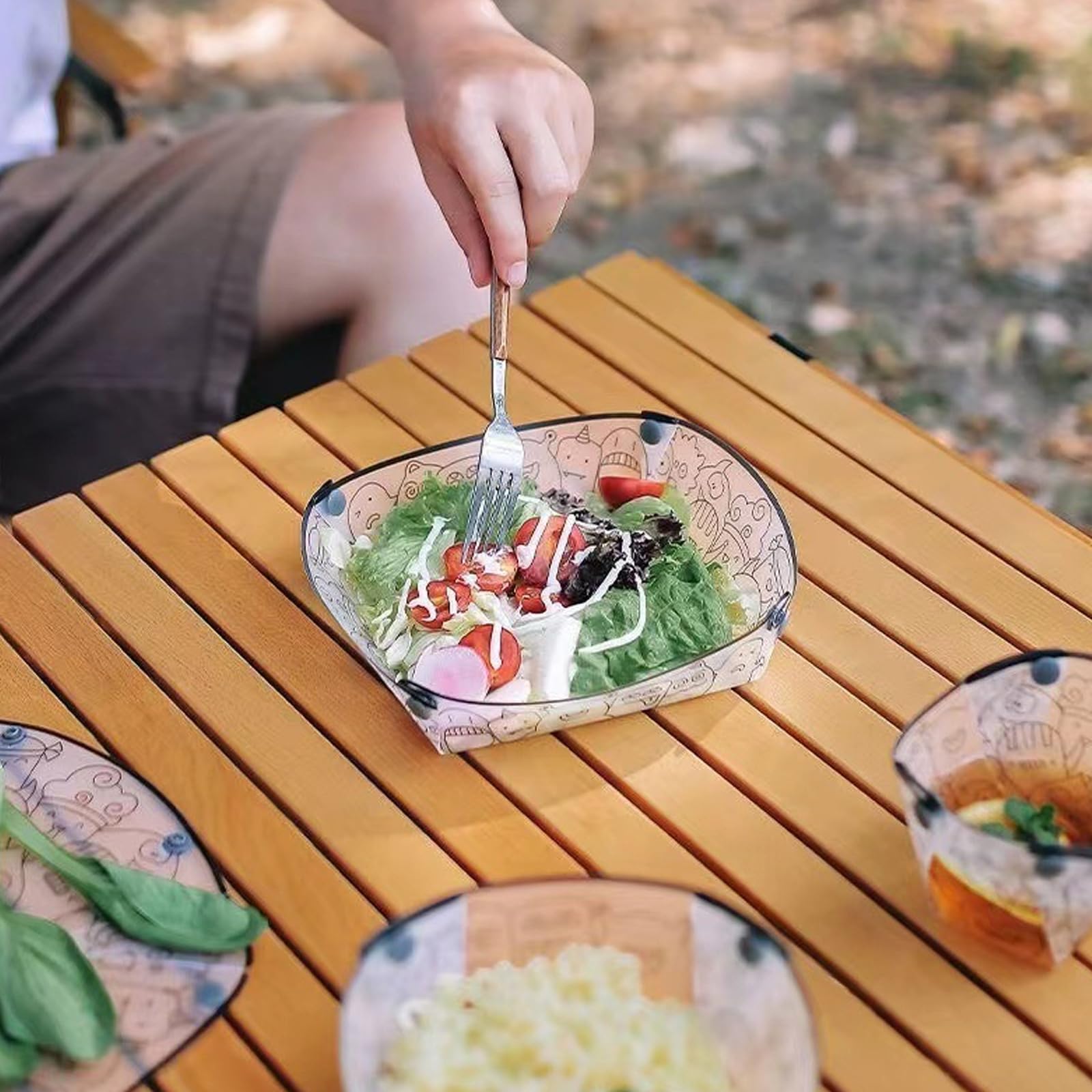Vaisselle de Camping Portable 3 pièces, Assiette Pliante, Bol, gobelet d'eau, Facile à Nettoyer, Ultra-légère, résistante à la Chaleur, Pliable, matériau de qualité Alimentaire, pour Les Pique-niques