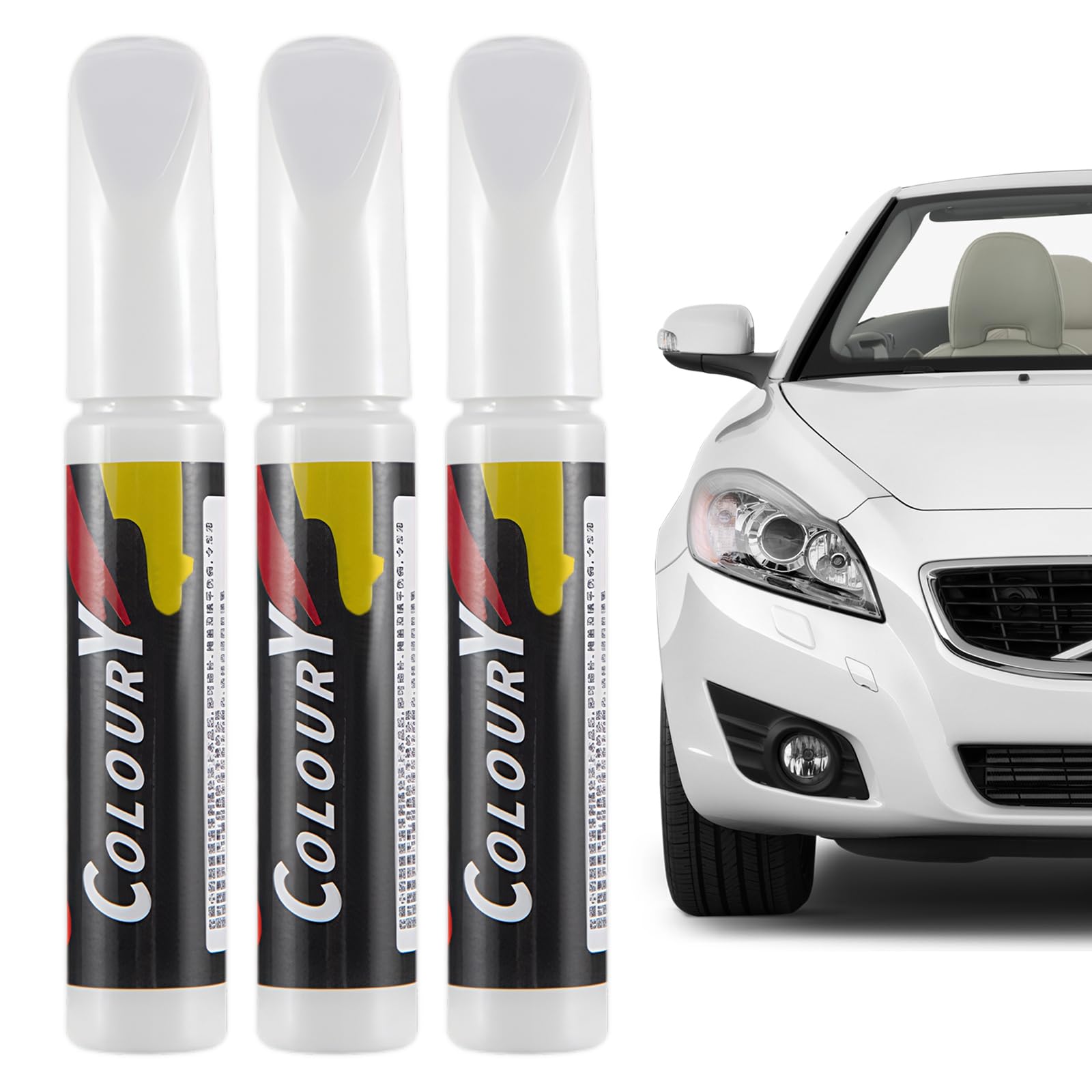 Linxins White 3 Pcs Car Touch Up Paint Pen Car Scratch Remover Pen, Quick & Easy Car Scratch Repair Precision Application, Fast-Drying, Durable Formula For Minor Automotive Scratches