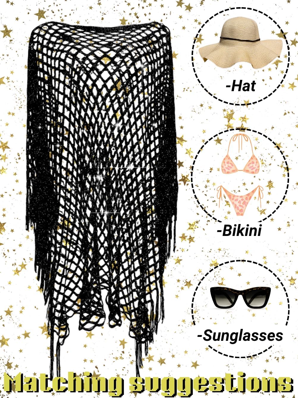 Kaei&Shi Sexy Hollow Out Beach Coverups,Crochet Fringe Knit Swimsuit Cover Up,Pool Swimwear Dress for Women Fit 0-14 - Image 6