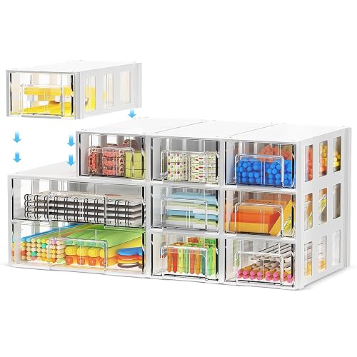 Desk organizer and accessories with 10 clear drawers,Office desk accessories