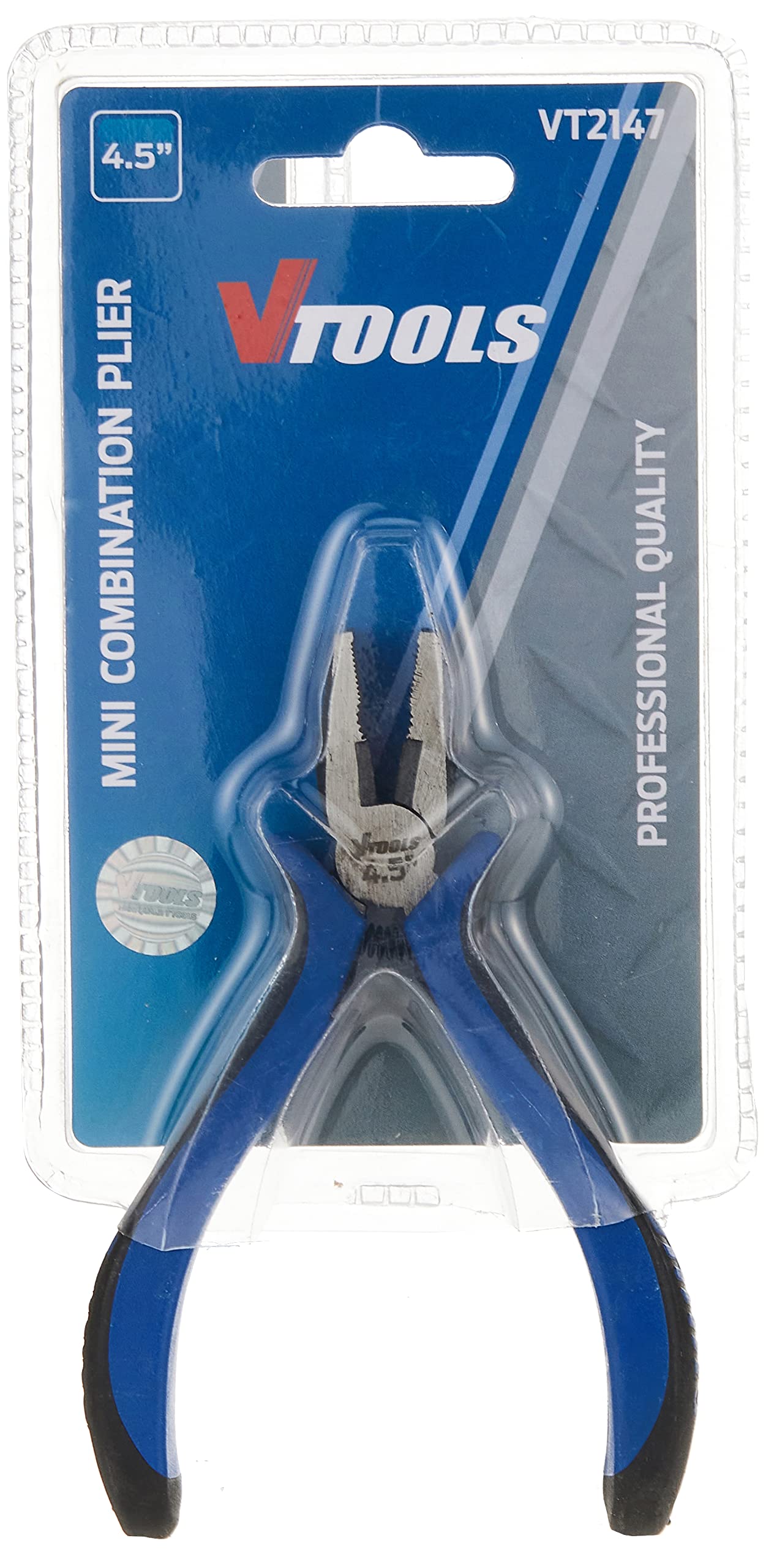 VTOOLS 4.5 Inch Mini Combination Pliers, Spring Loaded Plier, Multifunction Pliers with Wire Cutting, Crimping, Twisting, Pulling & Nails Removing, VT2147