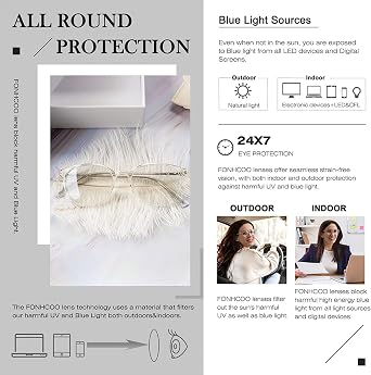 FONHCOO Blue Light Blocking Glasses Women Men Computer Eyeglasses,TR90 Fashion Round Transparent Anti Blue Light Glasses with Anti Eyestrain & UV Glare for Gaming & Reading