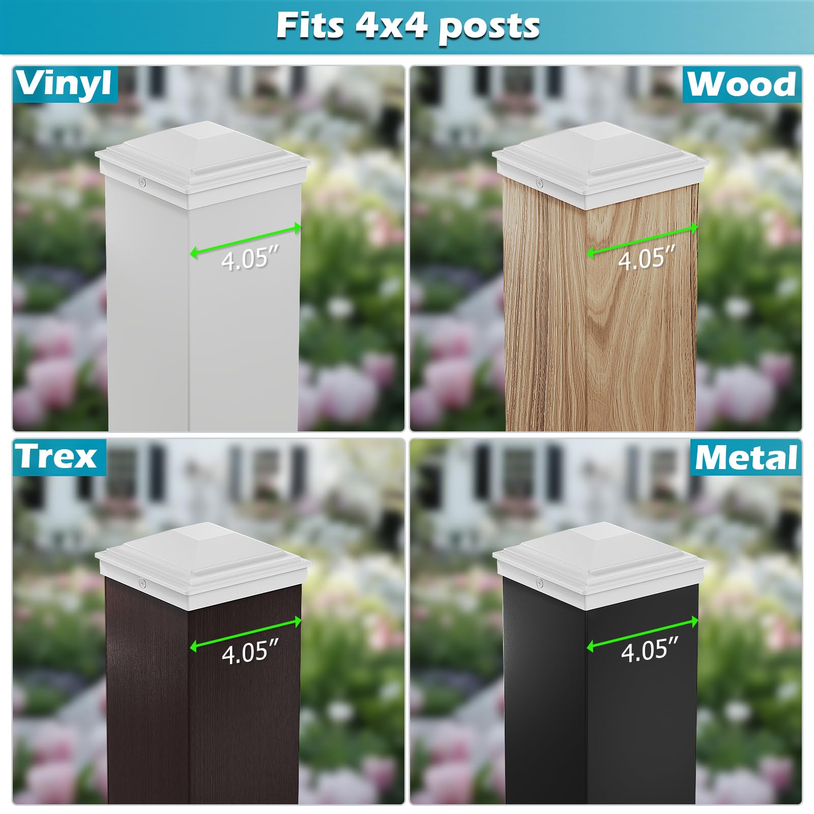 Snapklik.com : 4x4 Post Caps White 24 Pack, Deck Post Covers Outdoor ...
