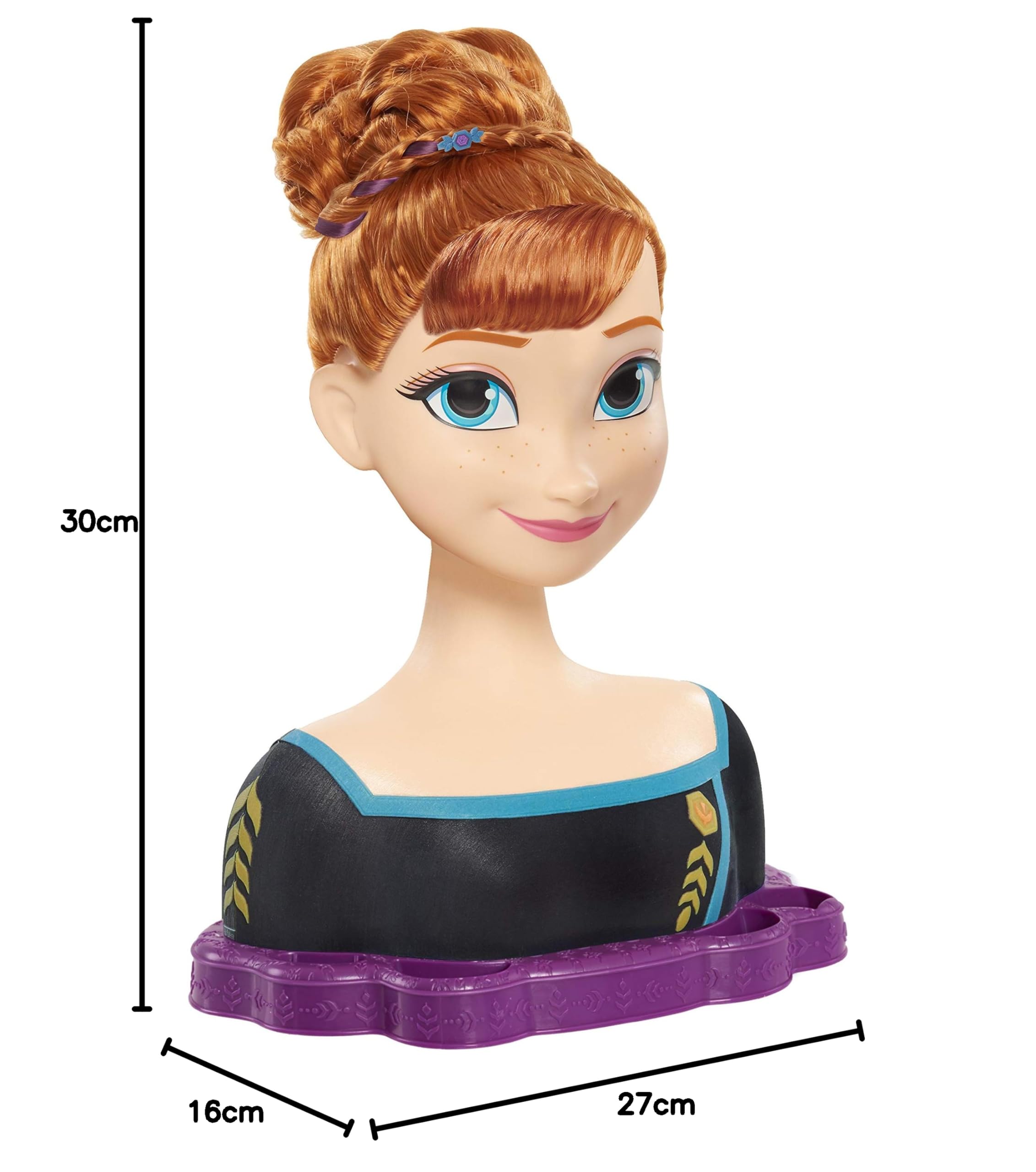 Disney Frozen 2 Deluxe Głowa do Stylizacji Anna, Wielokolorowy, 30 x 27 x 16 cm